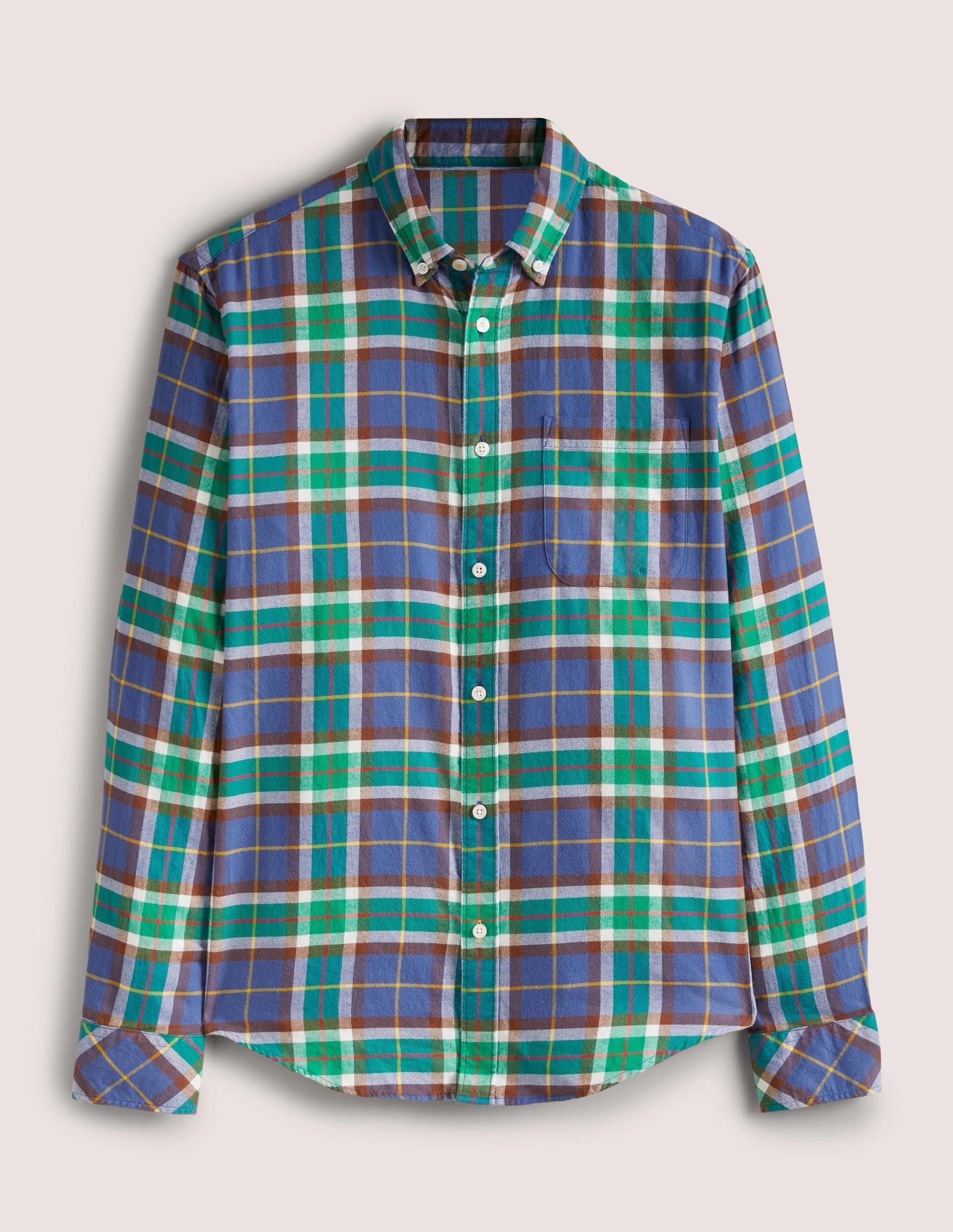 Button Down Twill Shirt-Blue Marl/Red Check - Image 12