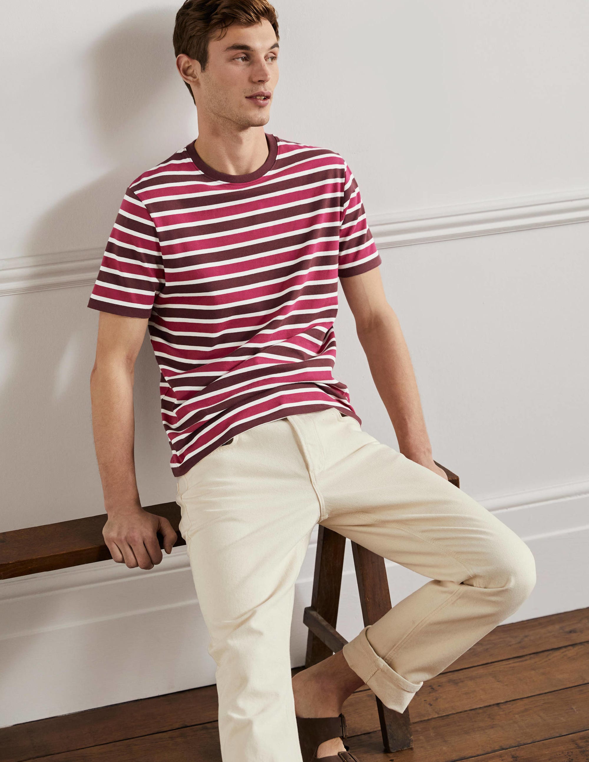Classic Cotton T-shirt-Penelope Pink Stripe - Image 1