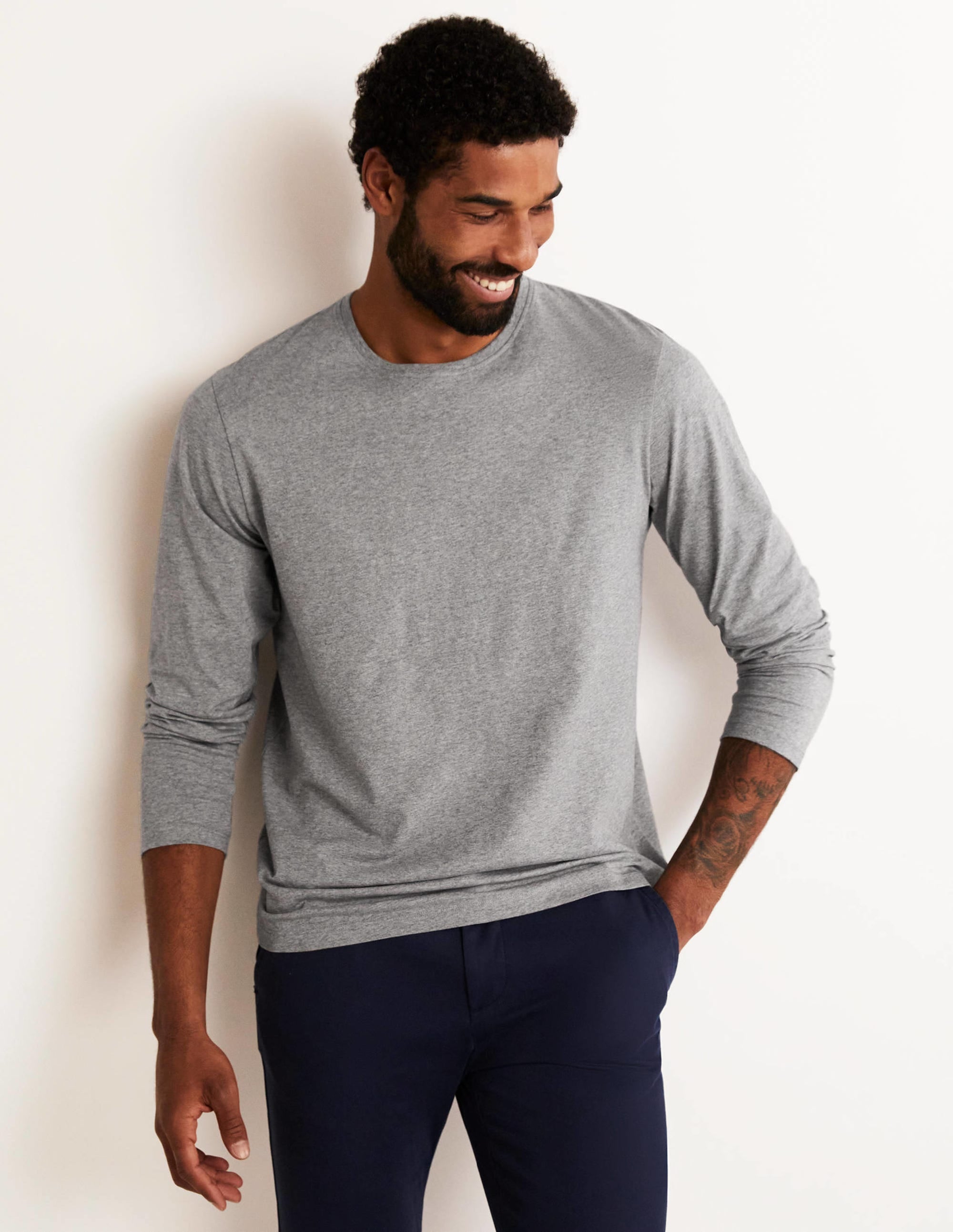 Classic Long-sleeved T-shirt-Grey Marl - Image 1
