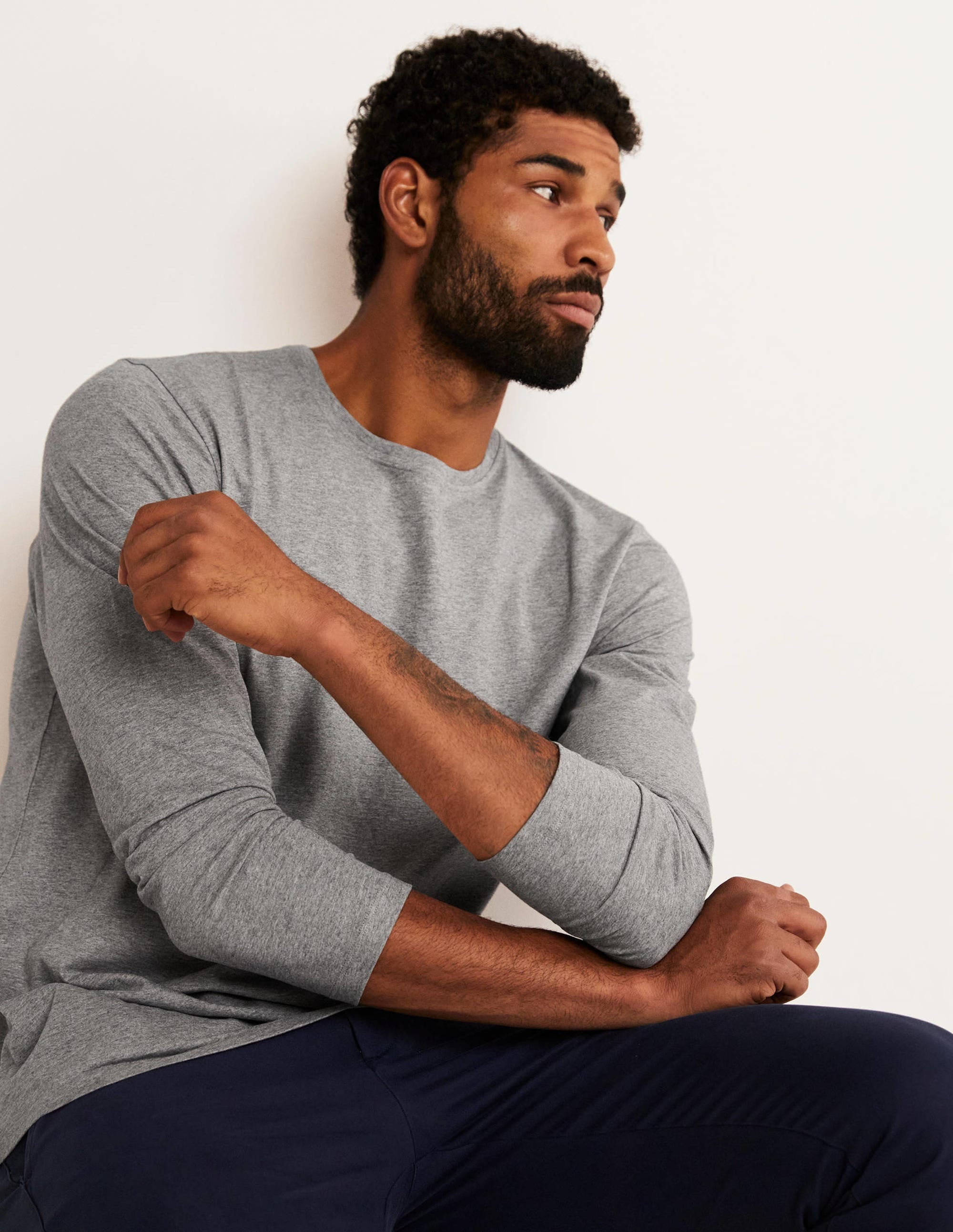 Classic Long-sleeved T-shirt-Grey Marl - Image 3