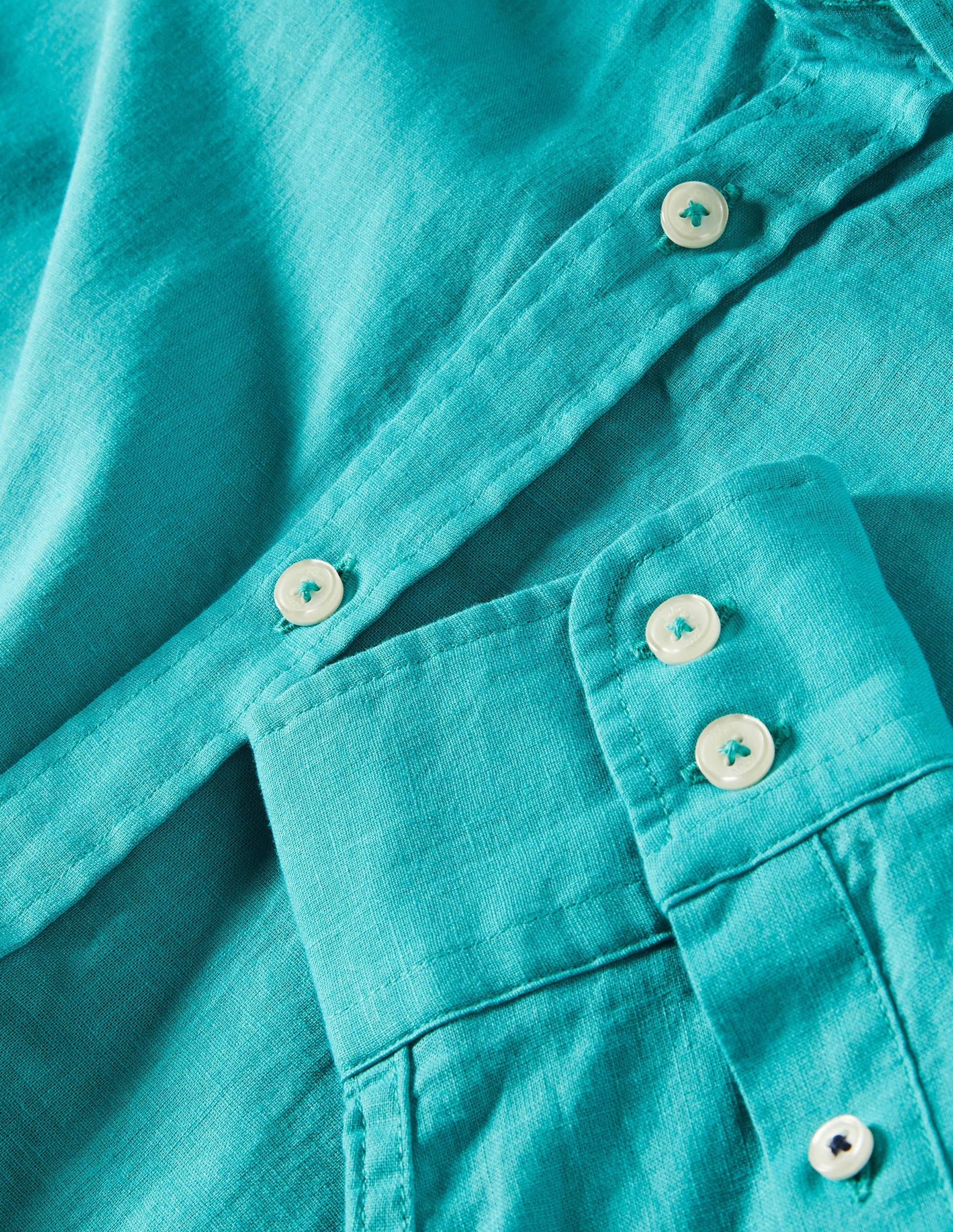 Linen Cotton Shirt-Turquoise Blue - Image 6