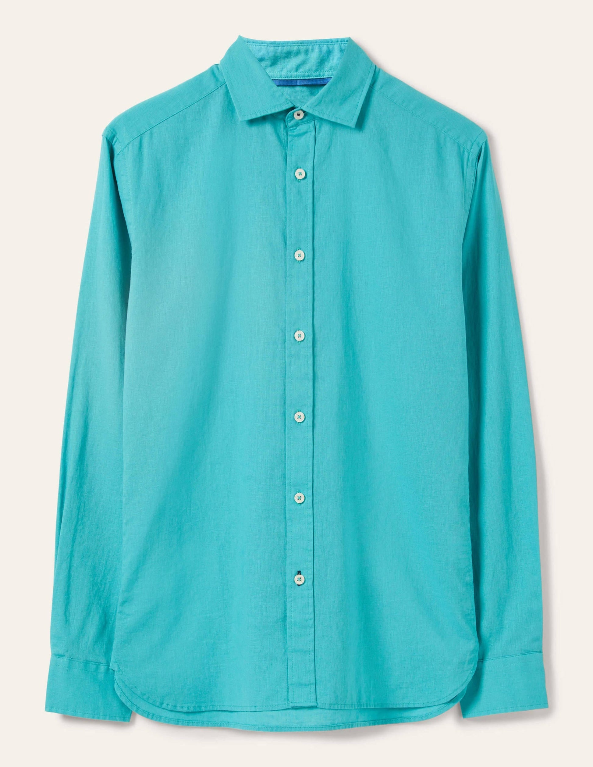Linen Cotton Shirt-Turquoise Blue-7