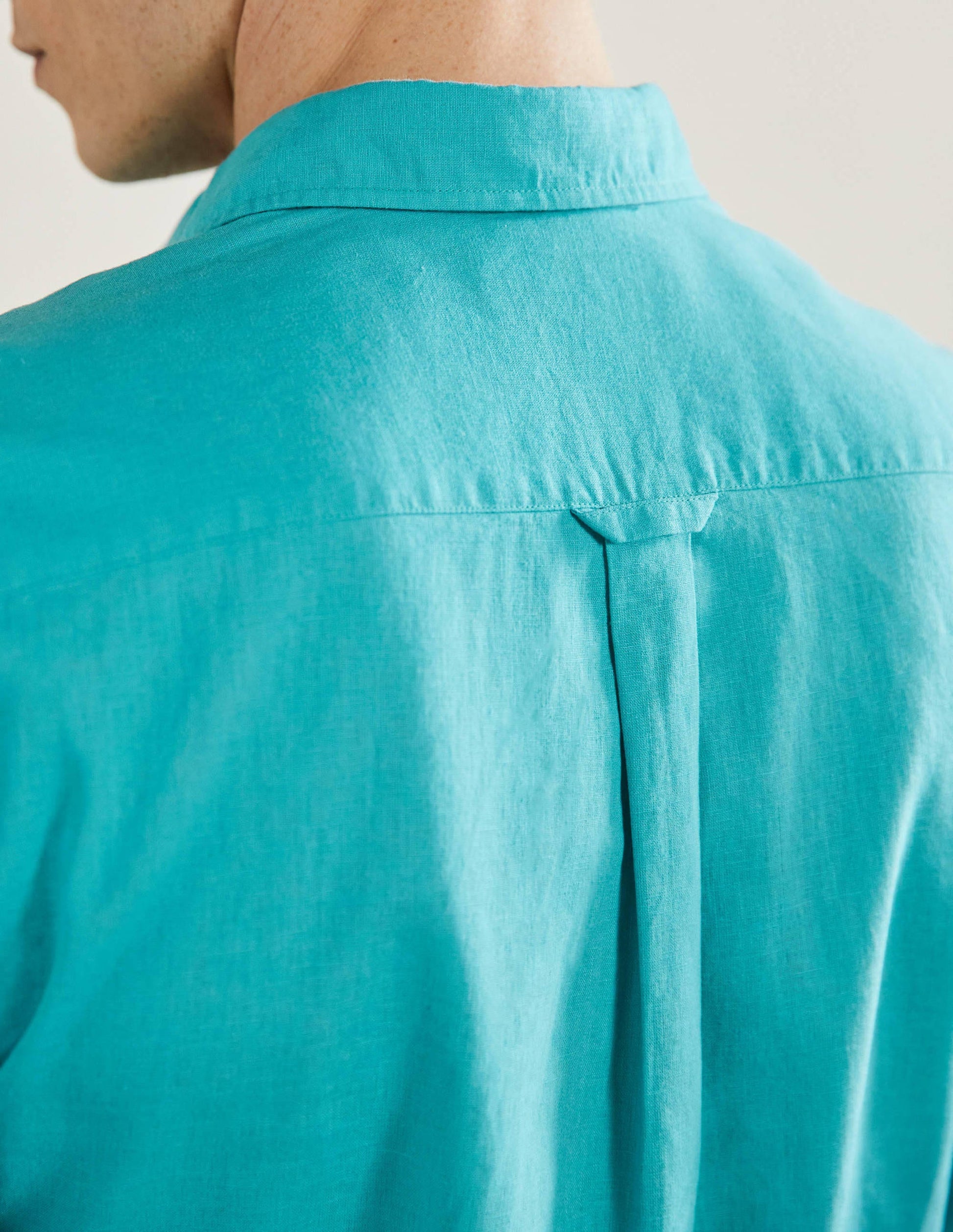 Linen Cotton Shirt-Turquoise Blue-3
