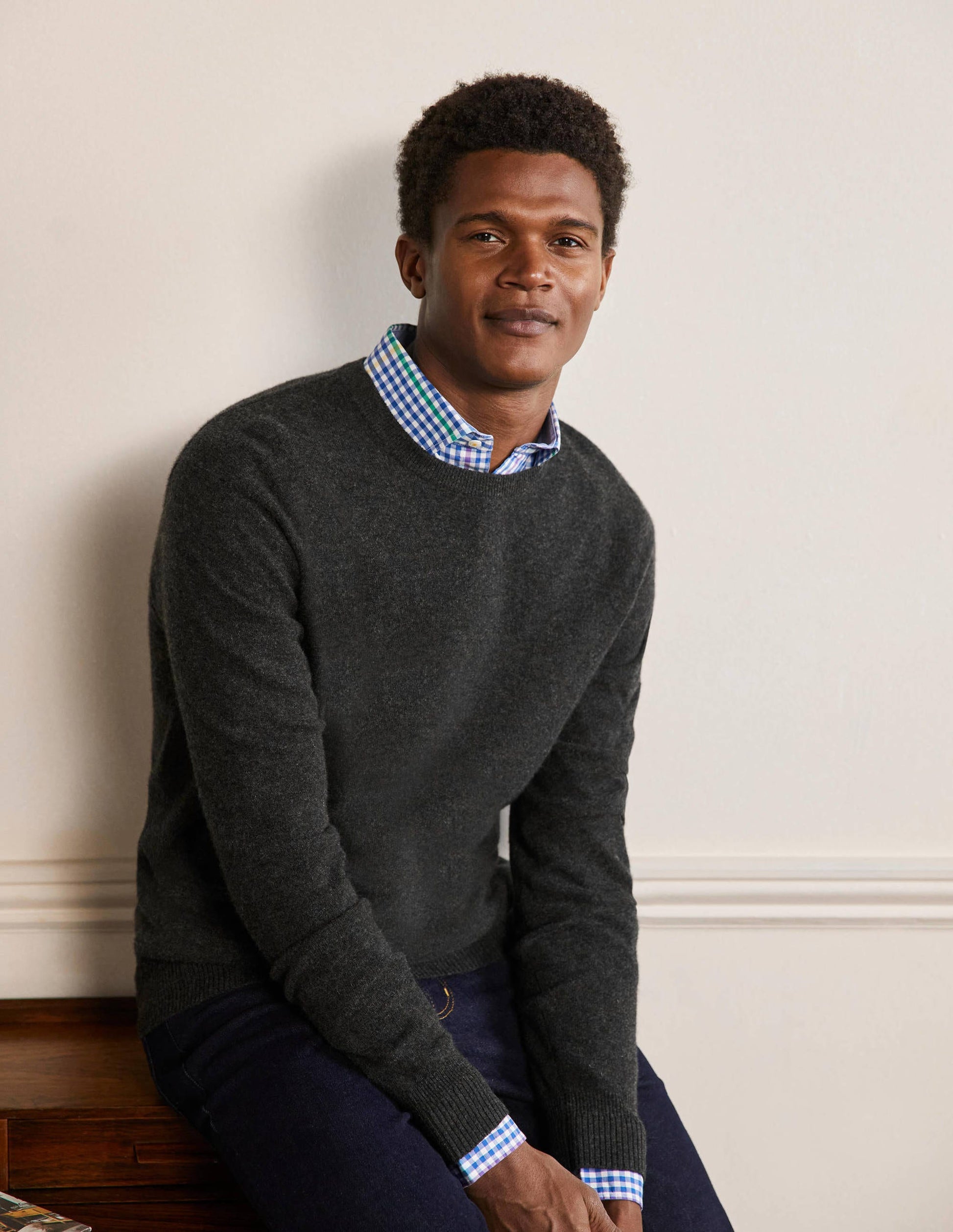 Cashmere Crew Neck Jumper-Dark Grey Melange-1