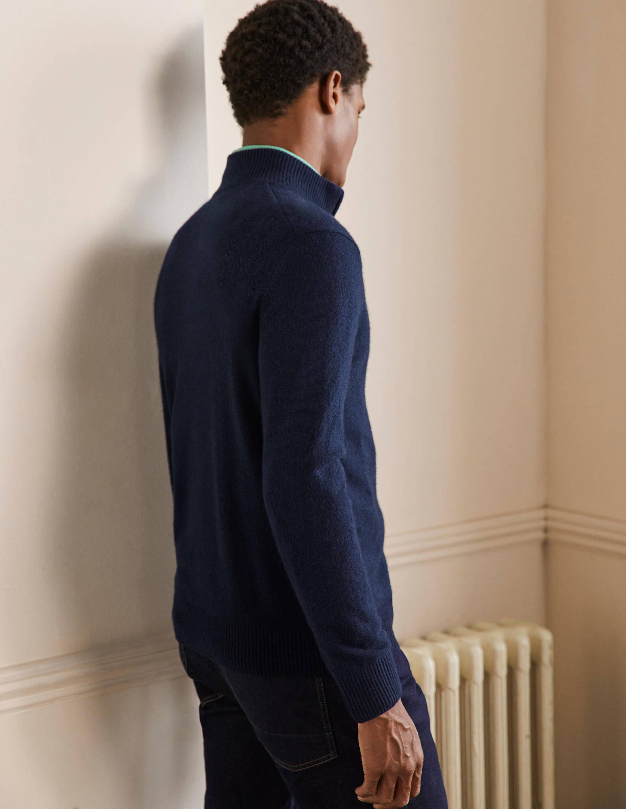 Cashmere Half-Zip Jumper-Navy - Image 2