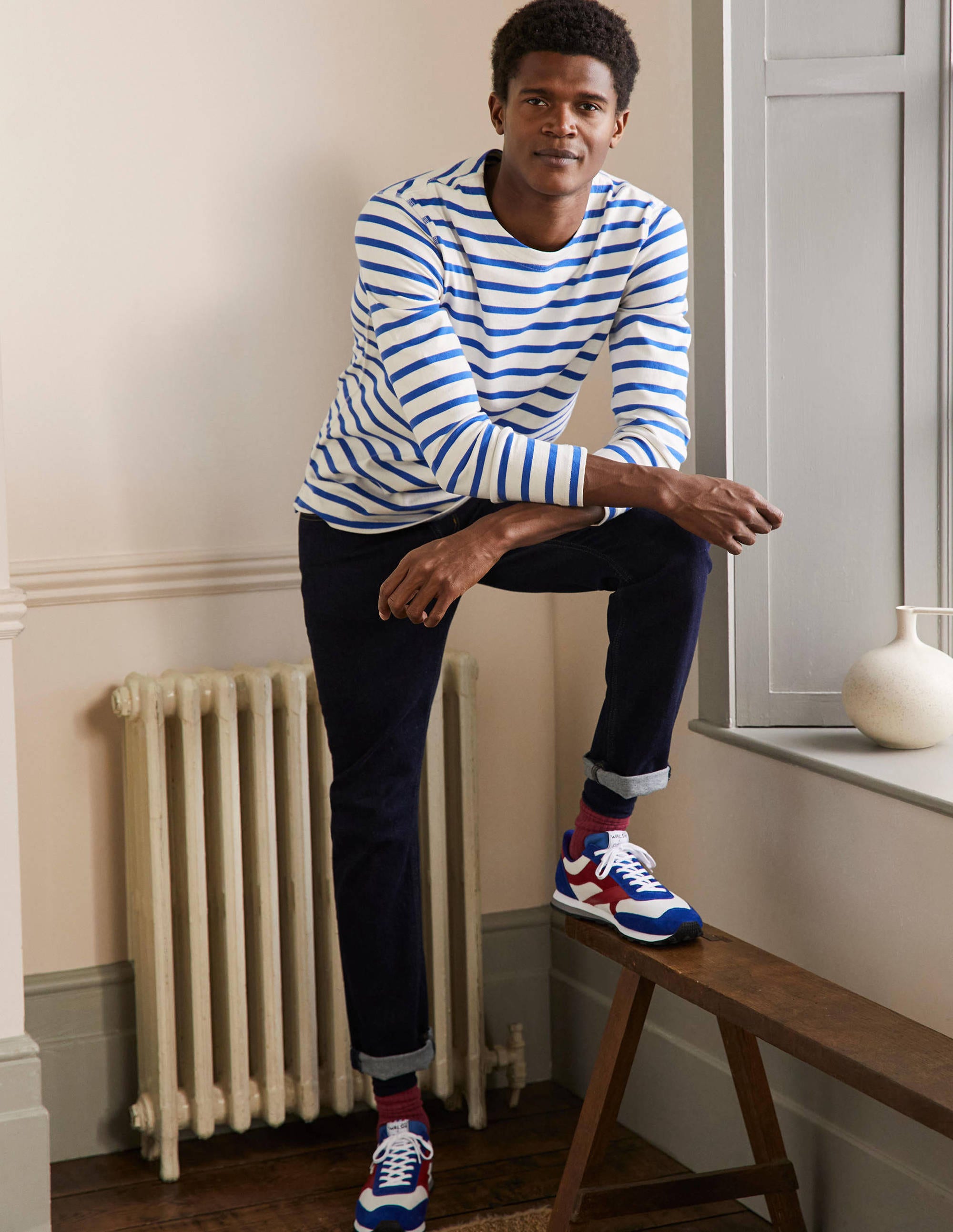 Midweight Mariner Breton-Ecru/Duke Blue Stripe - Image 1