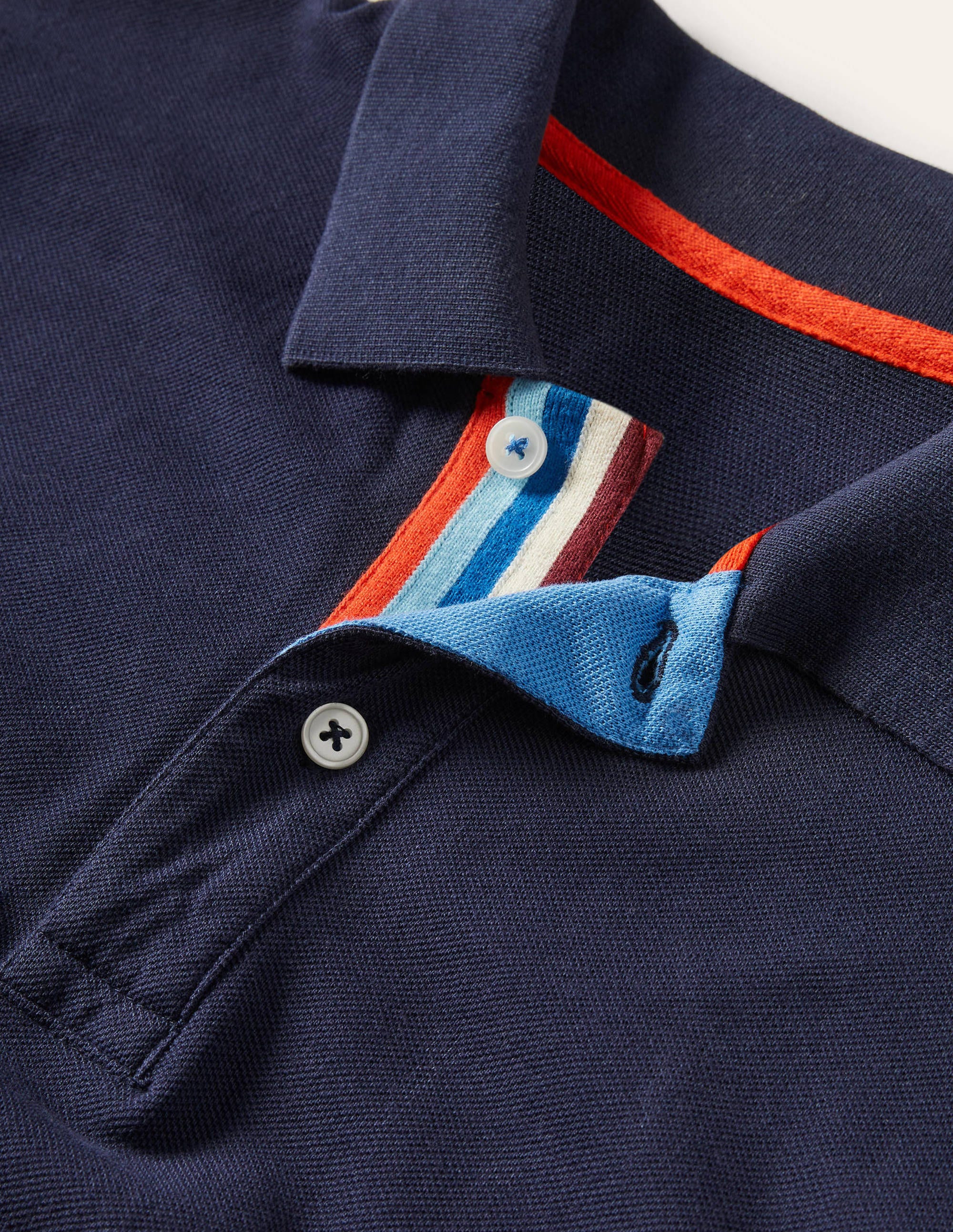 Piqué Polo Shirt-Navy Multi - Image 5