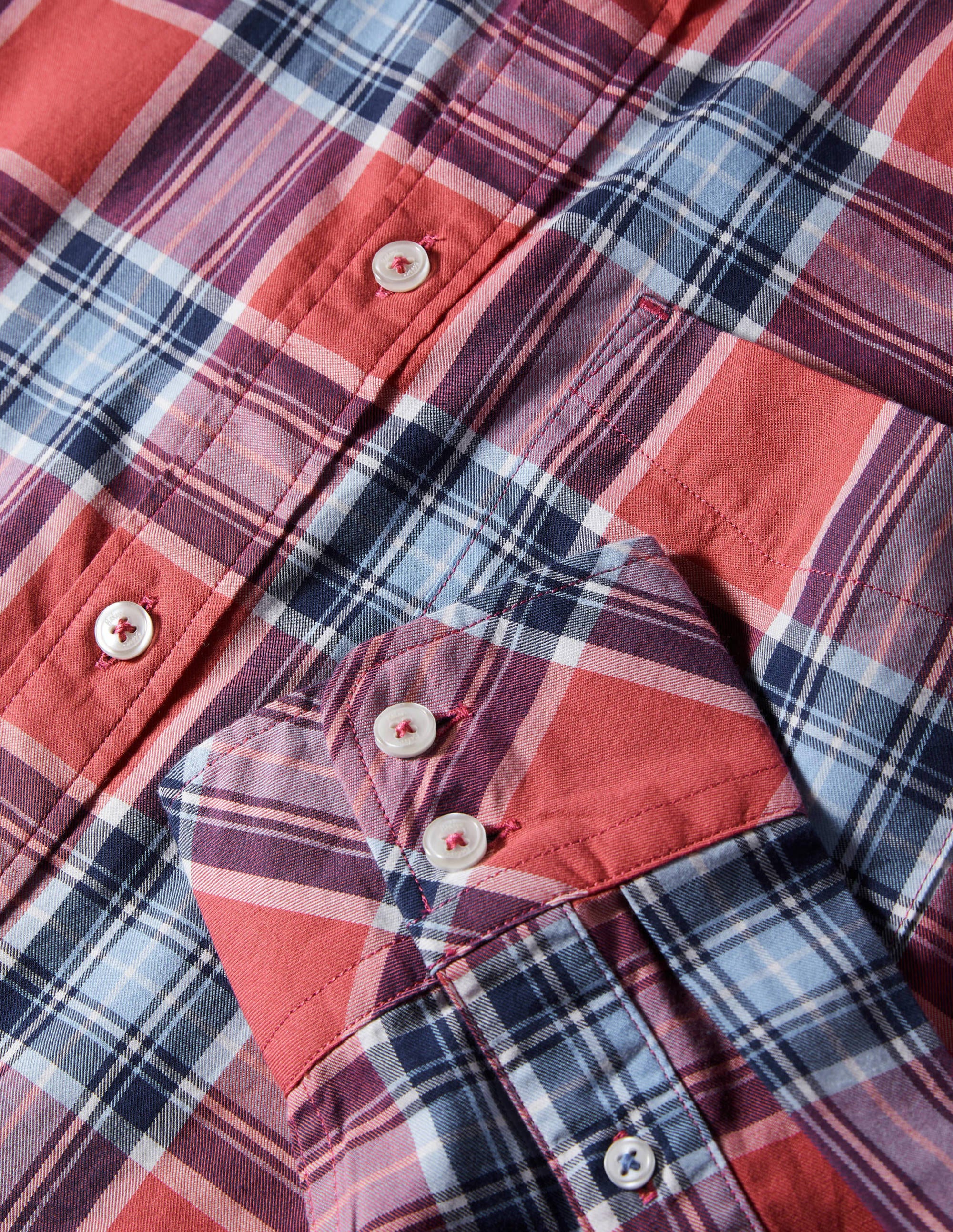Casual Check Shirt-Dusky Red/ Heavenly Blue Check - Image 5