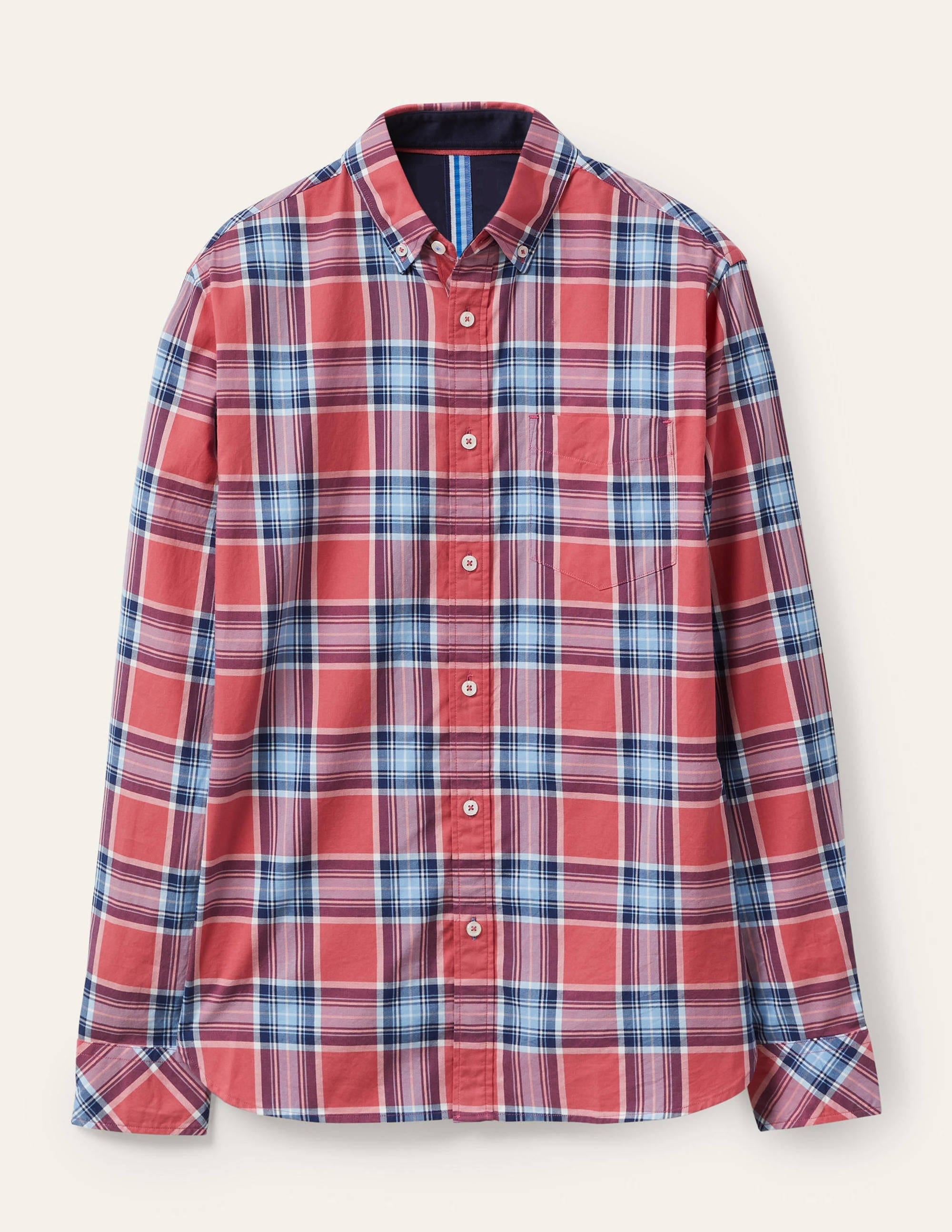 Casual Check Shirt-Dusky Red/ Heavenly Blue Check - Image 6