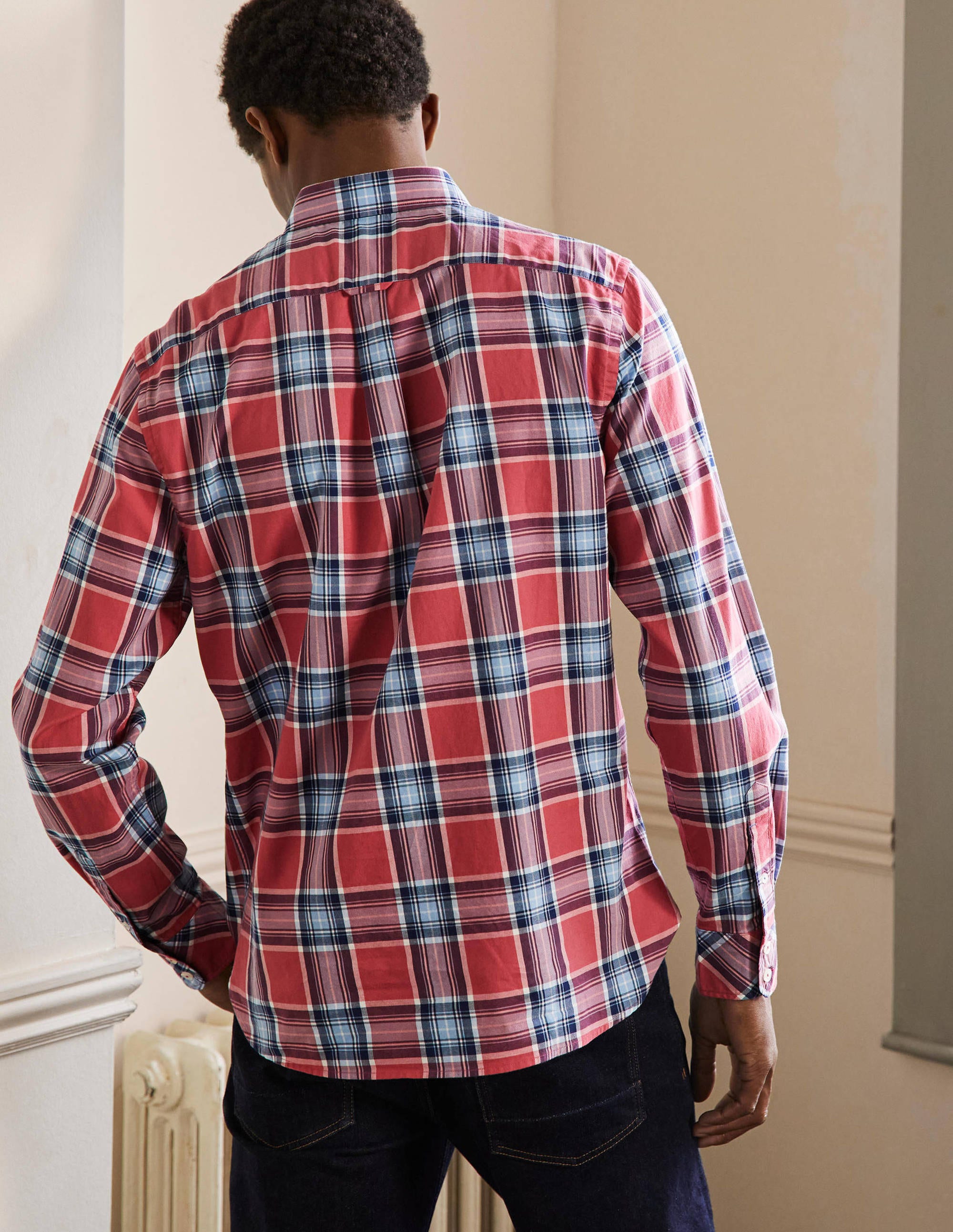 Casual Check Shirt-Dusky Red/ Heavenly Blue Check - Image 3
