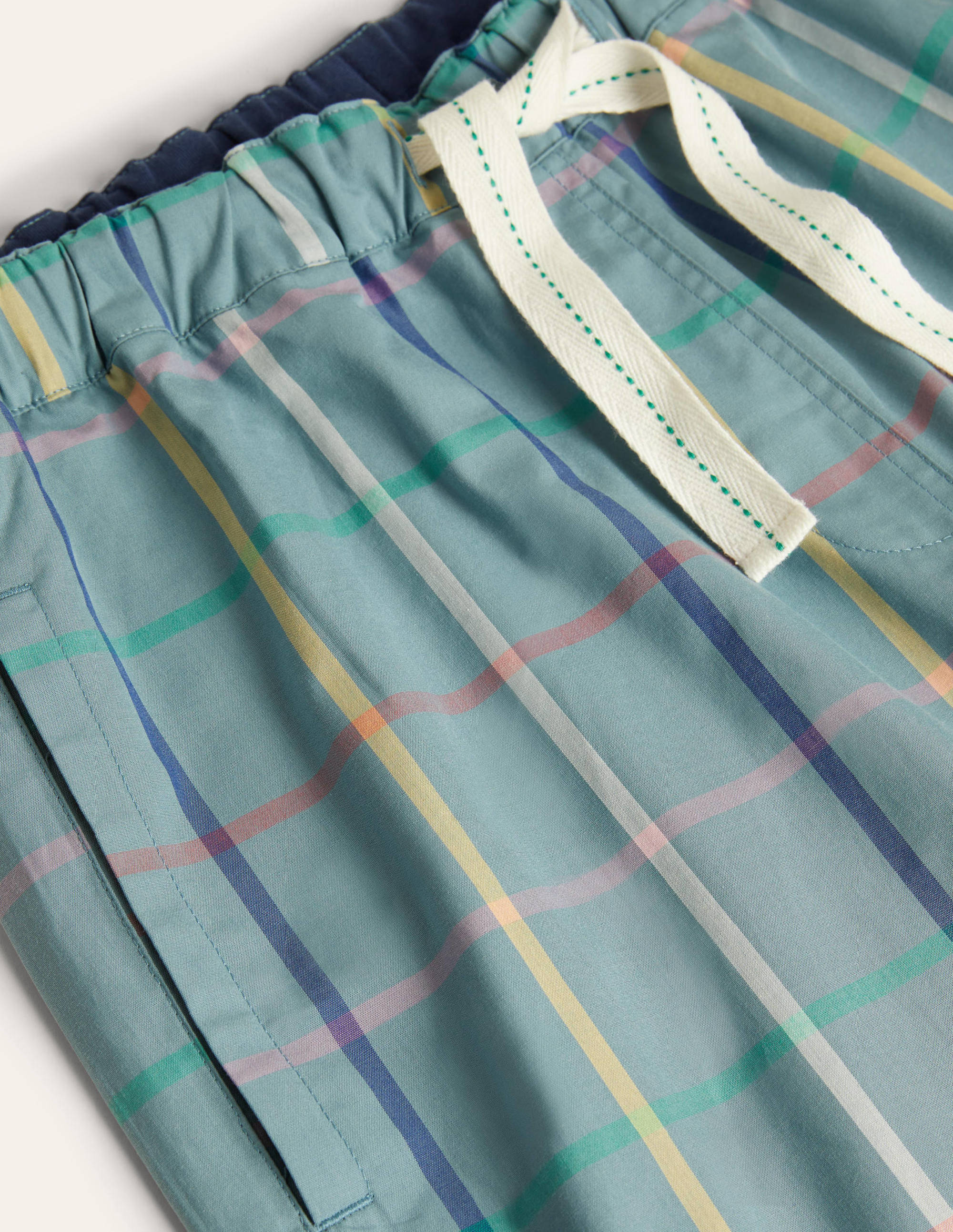 Cotton Poplin Pyjama Bottoms-Storm Blue Tattershall - Image 5