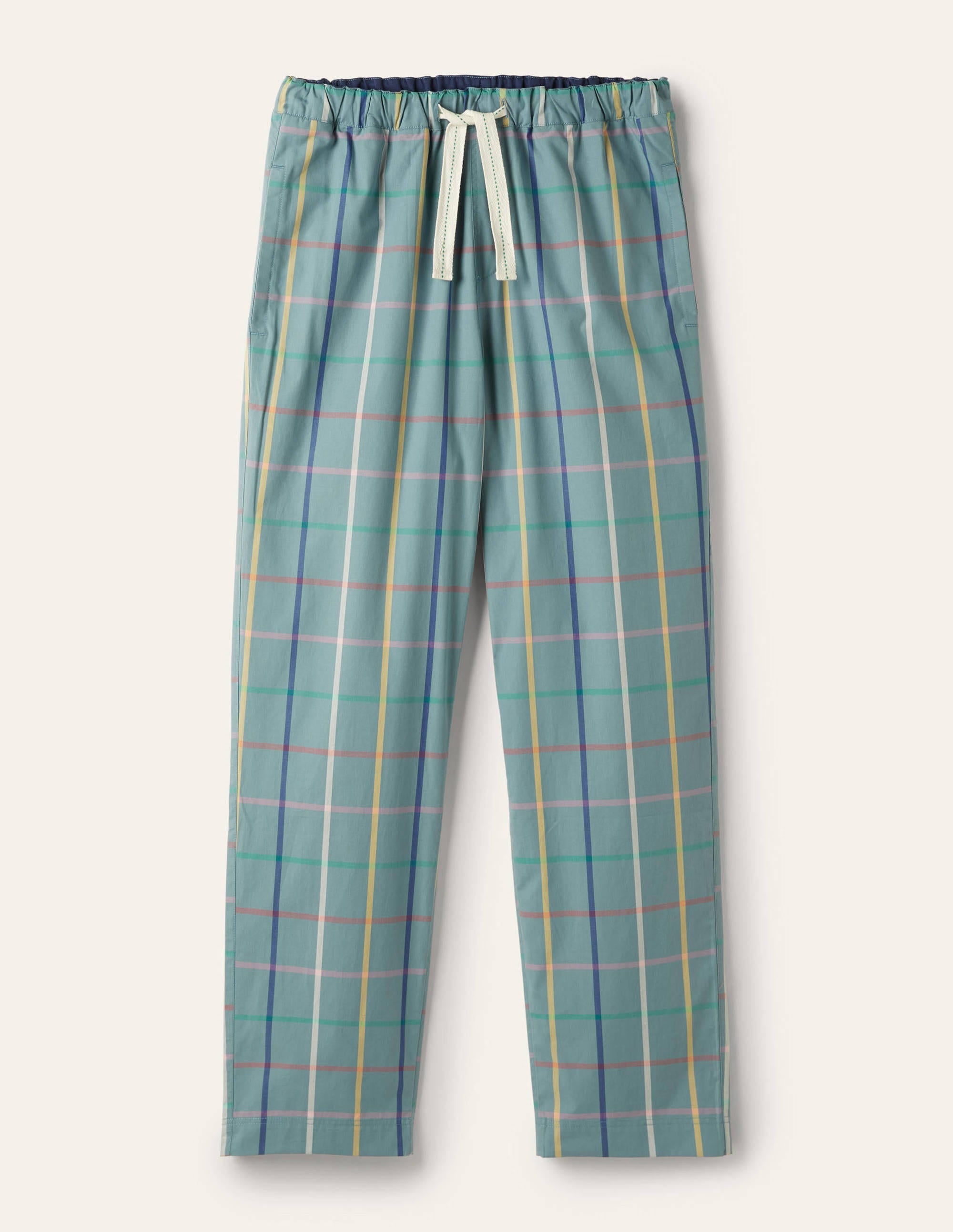Cotton Poplin Pyjama Bottoms-Storm Blue Tattershall - Image 6