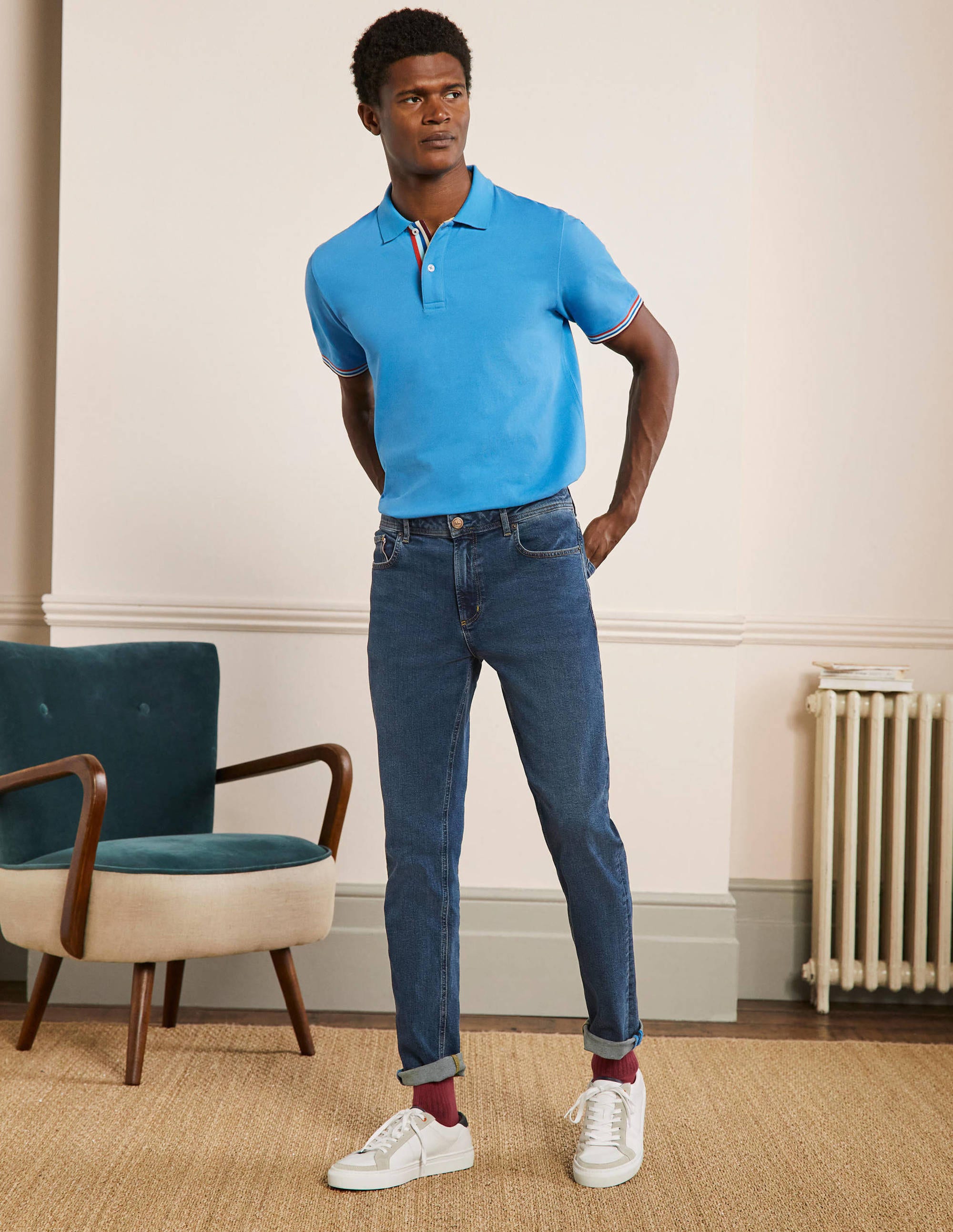 Slim Leg Jeans-Mid Rinse Denim - Image 1