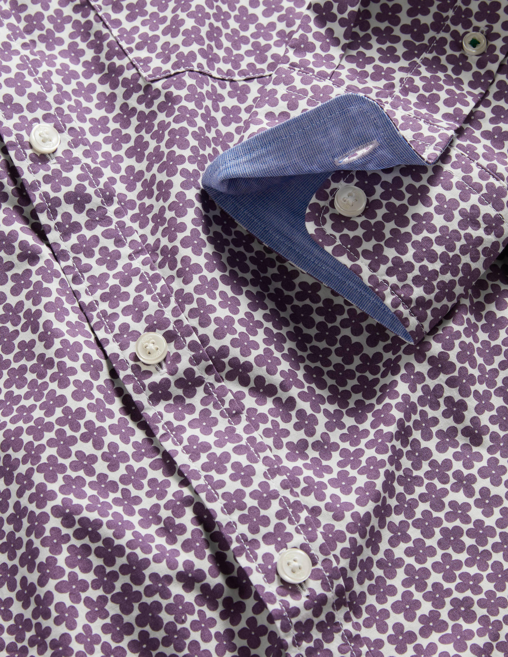 Cutaway Collar Poplin Shirt-Snowdrop/Grape Jam Ditsy Daisy - Image 5