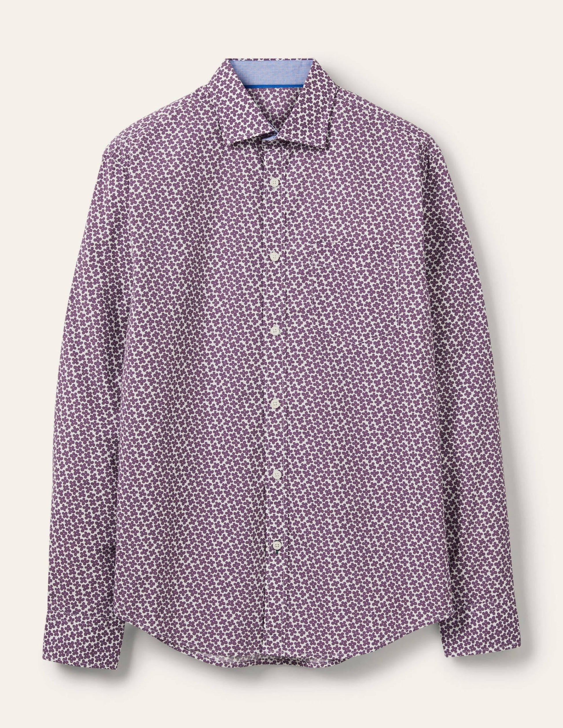 Cutaway Collar Poplin Shirt-Snowdrop/Grape Jam Ditsy Daisy-6