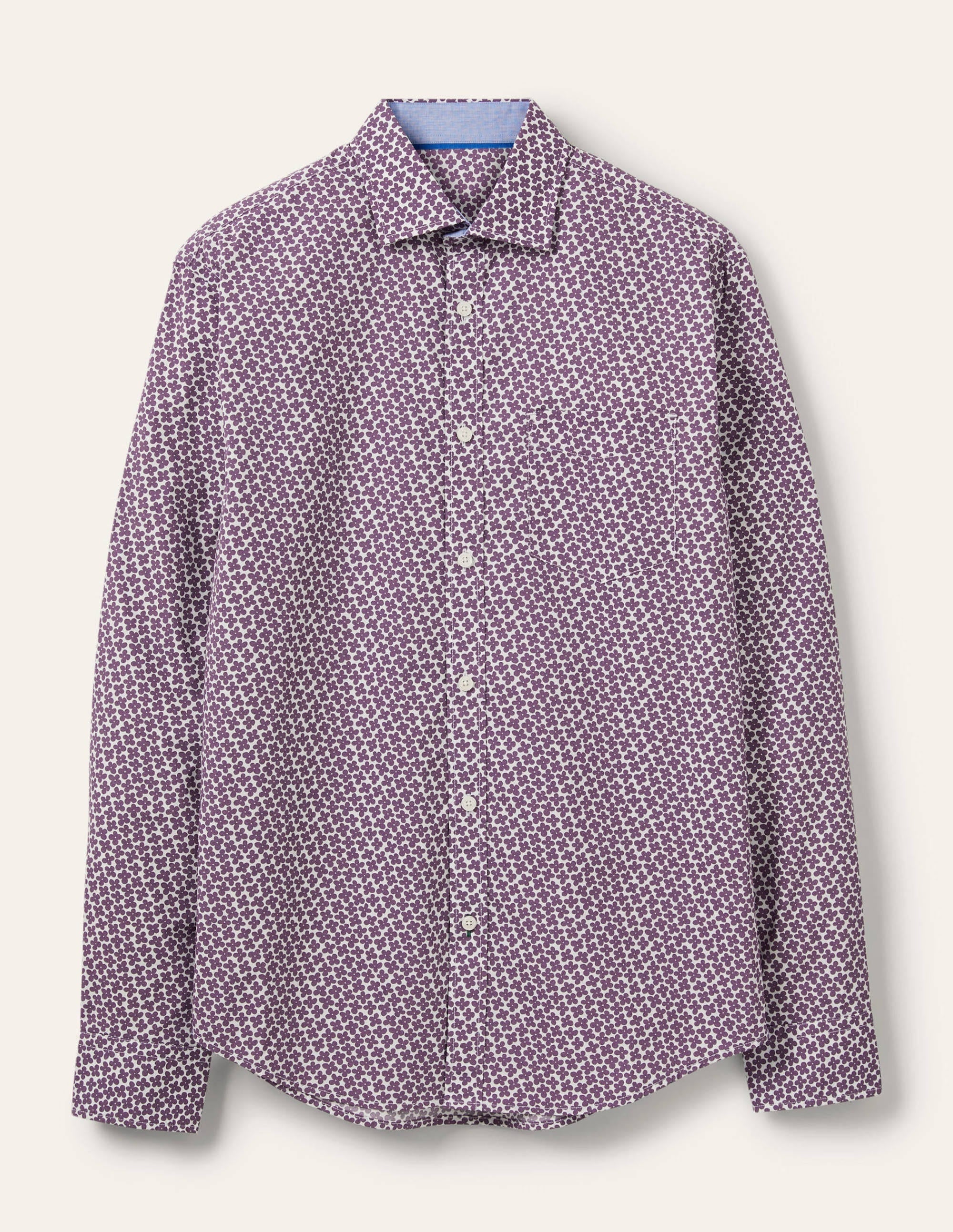 Cutaway Collar Poplin Shirt-Snowdrop/Grape Jam Ditsy Daisy - Image 6