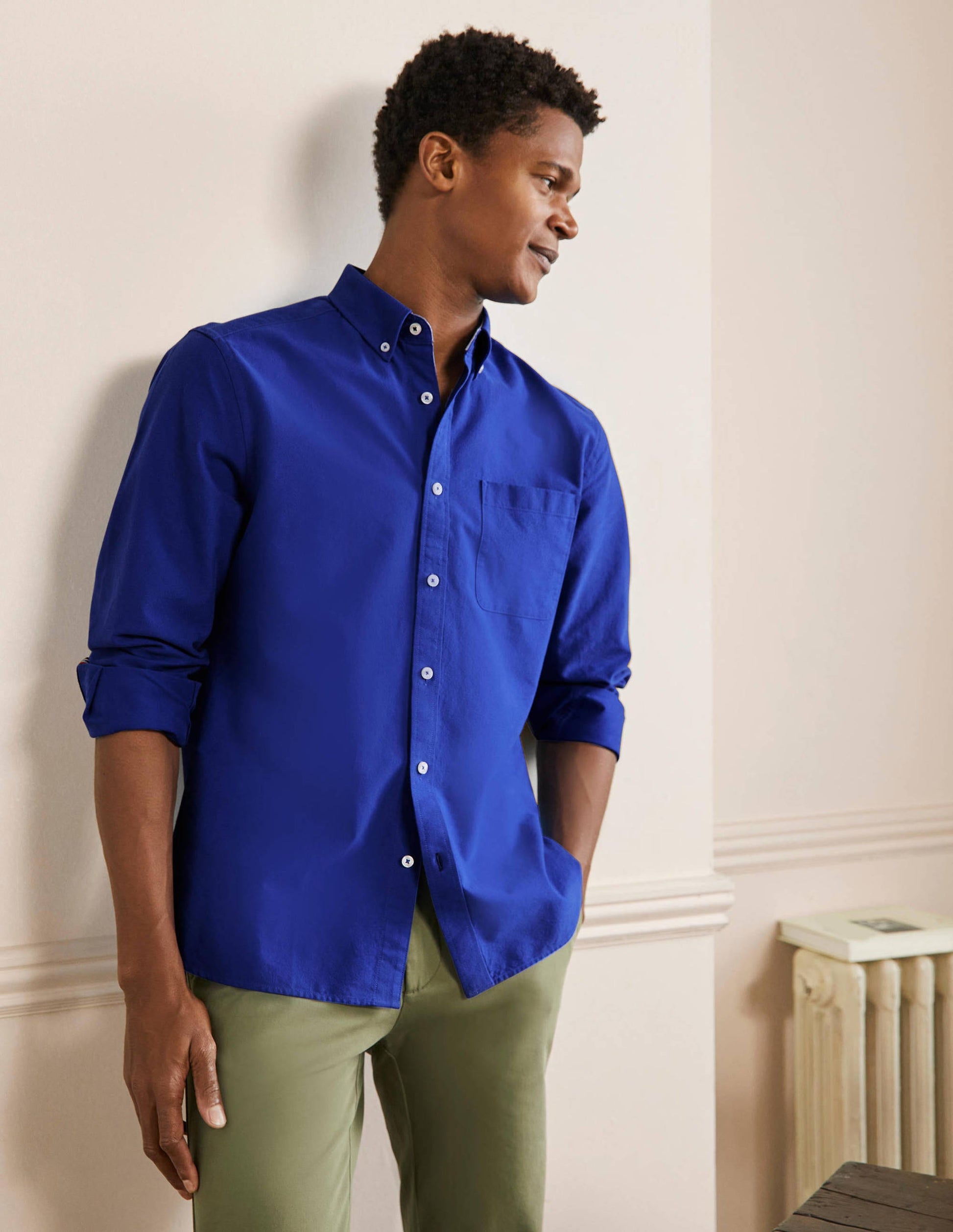 Button Down Oxford Shirt-Bright Blue-1