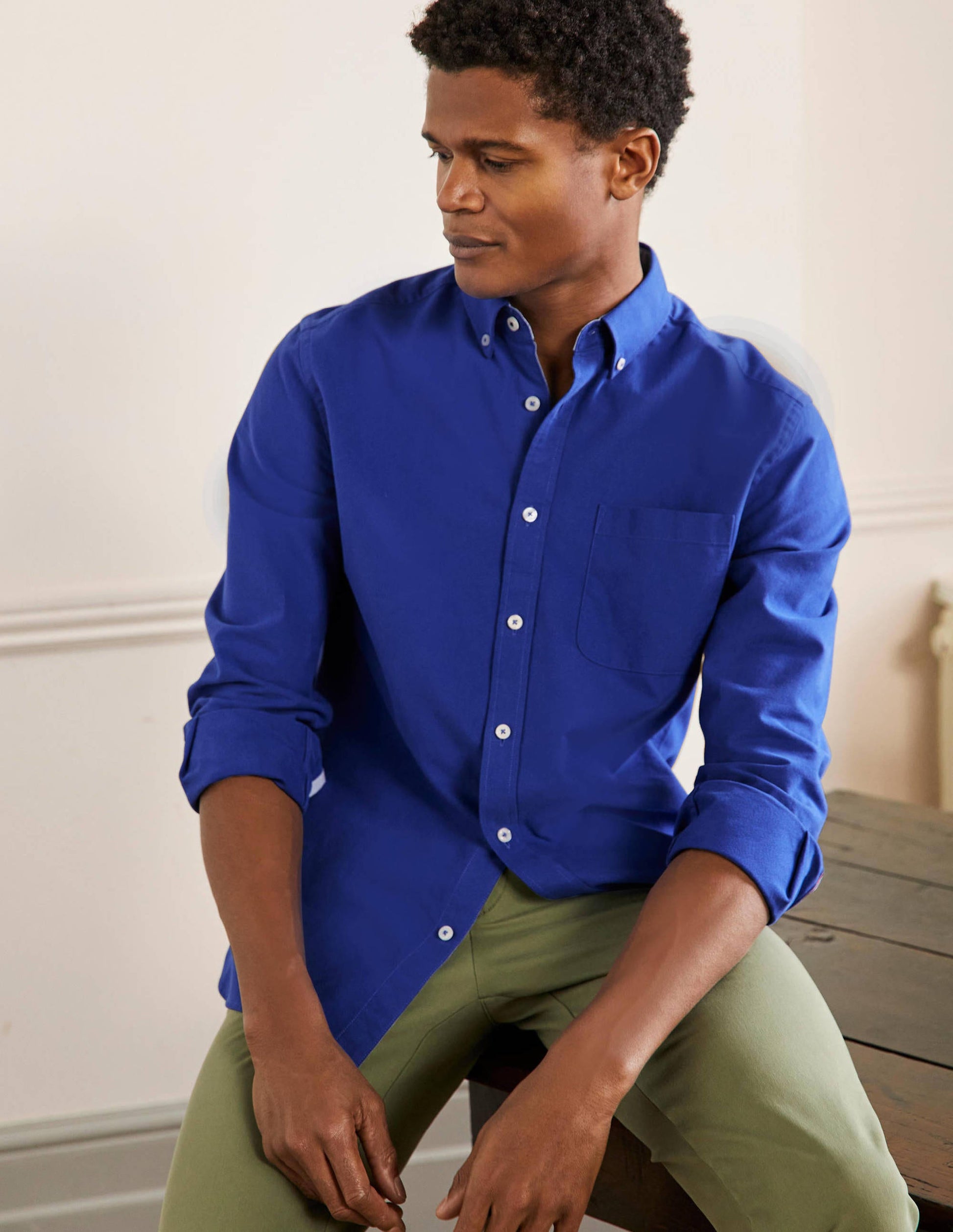 Button Down Oxford Shirt-Bright Blue-4