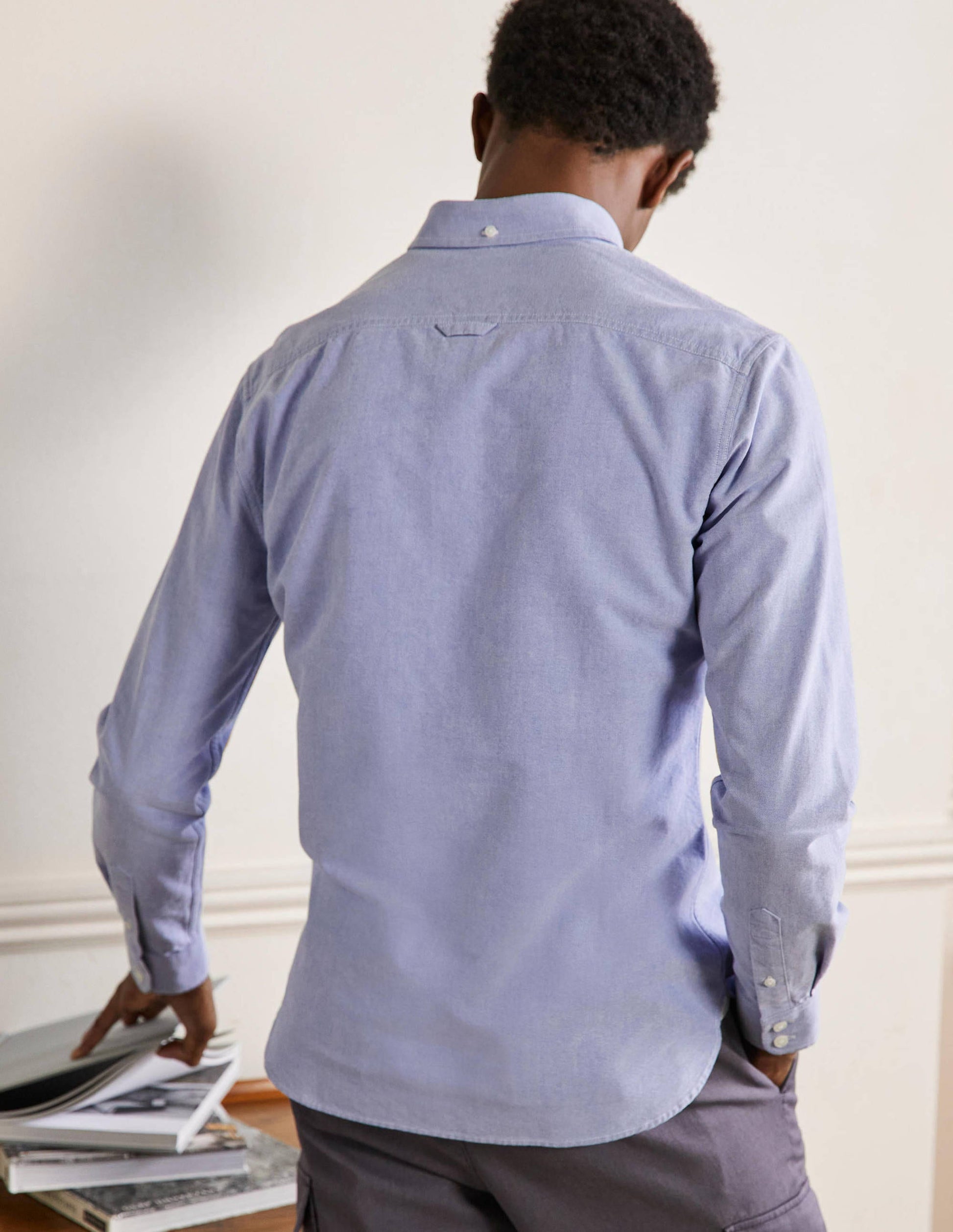 Slim Fit Oxford Shirt-Blue-3