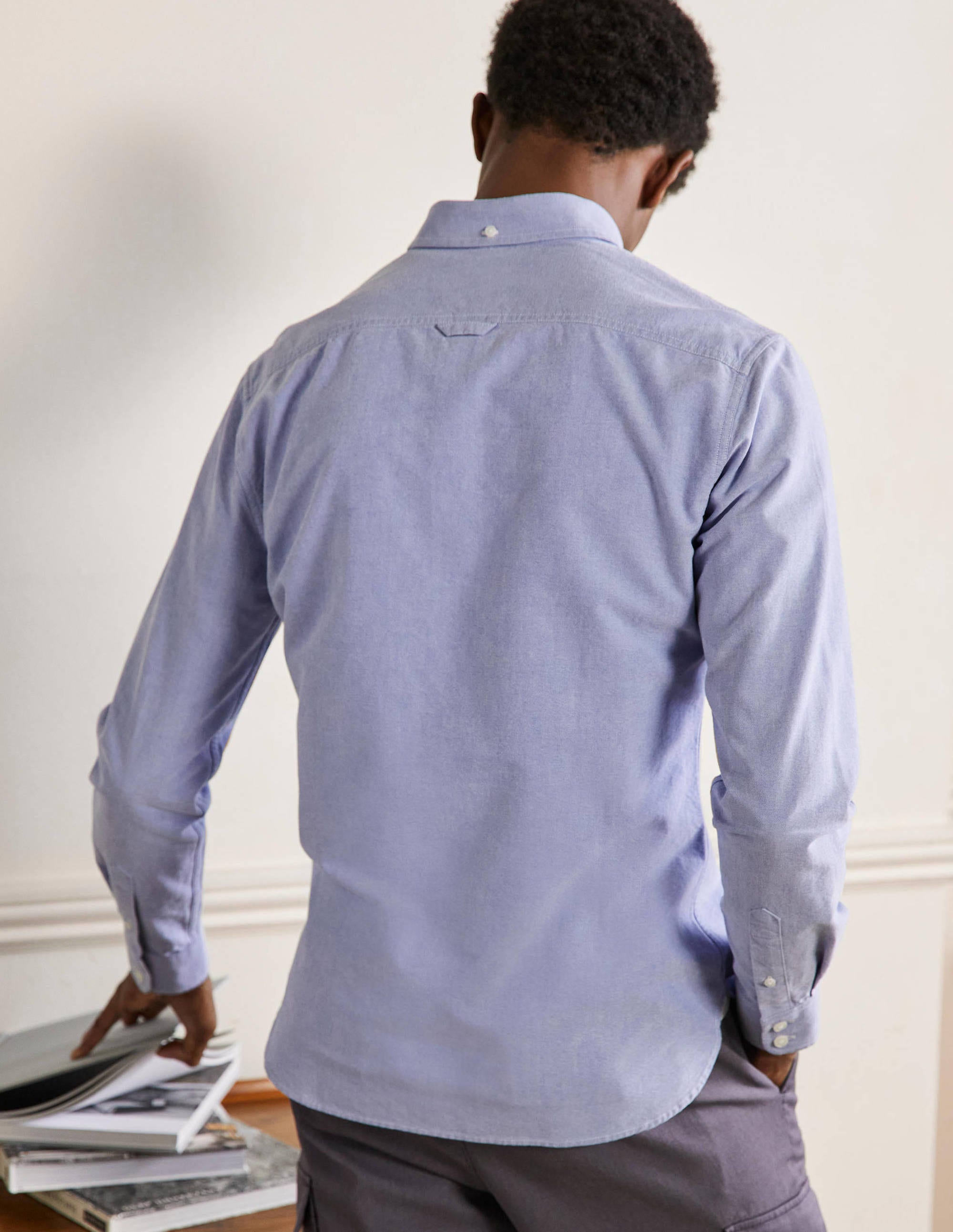 Slim Fit Oxford Shirt-Blue - Image 3