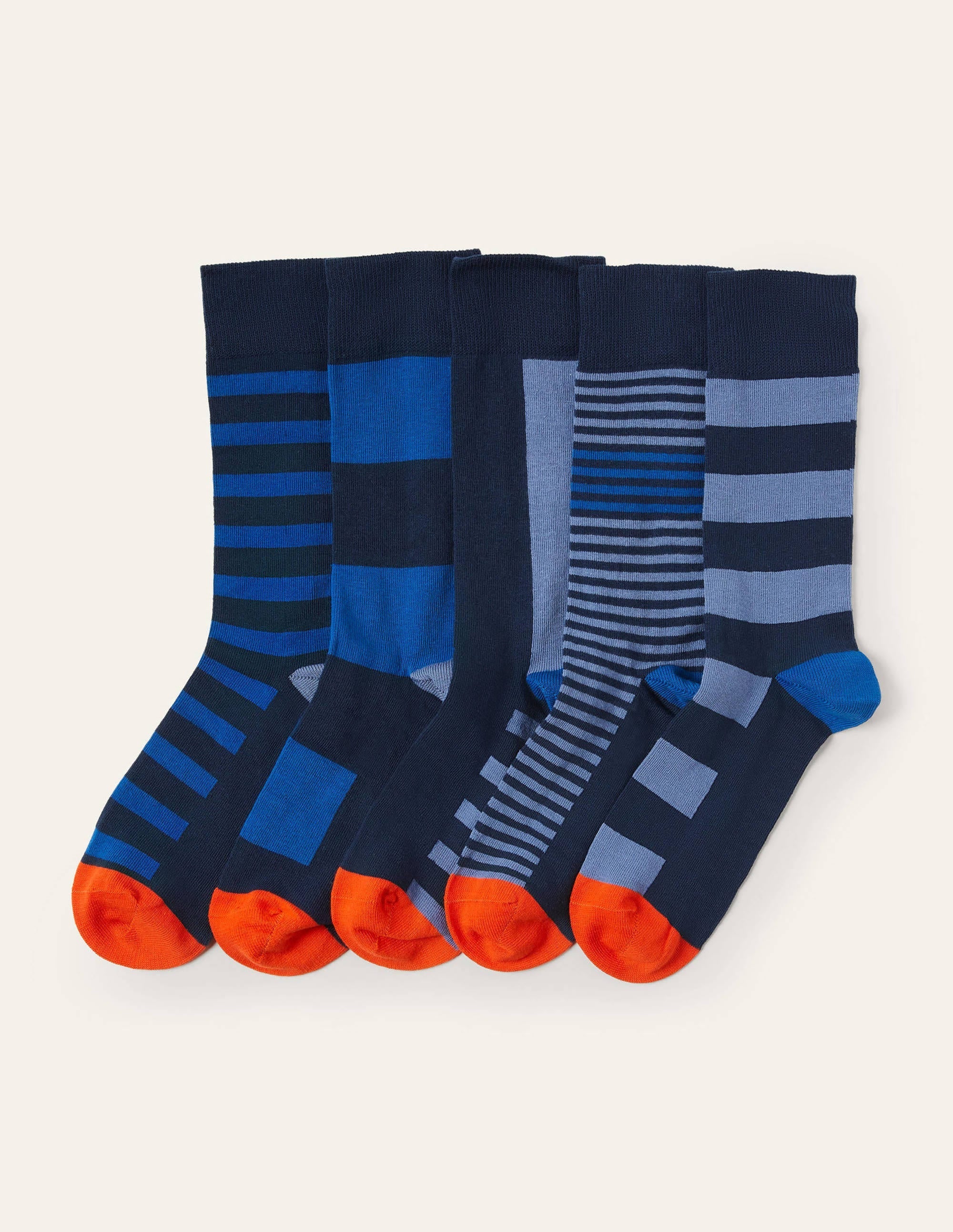 5 Pack Favourite Socks-Blues Stripe Pack - Image 1