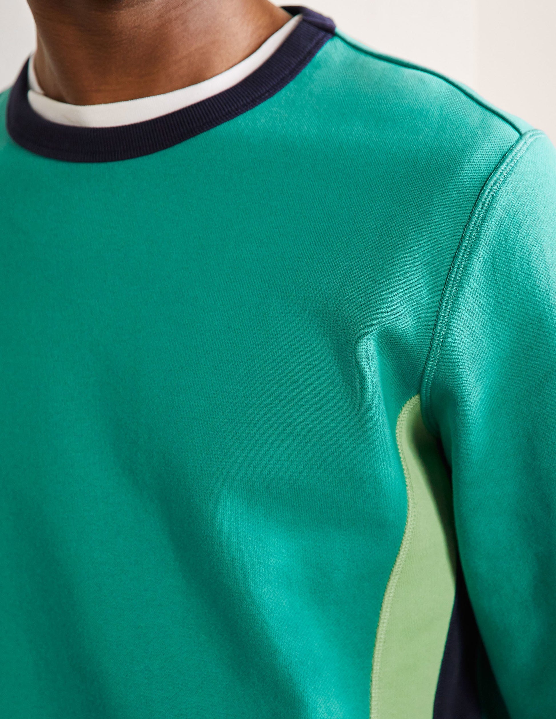 Side Stripe Sweatshirt-Sardinia Green/ Navy Stripe-2