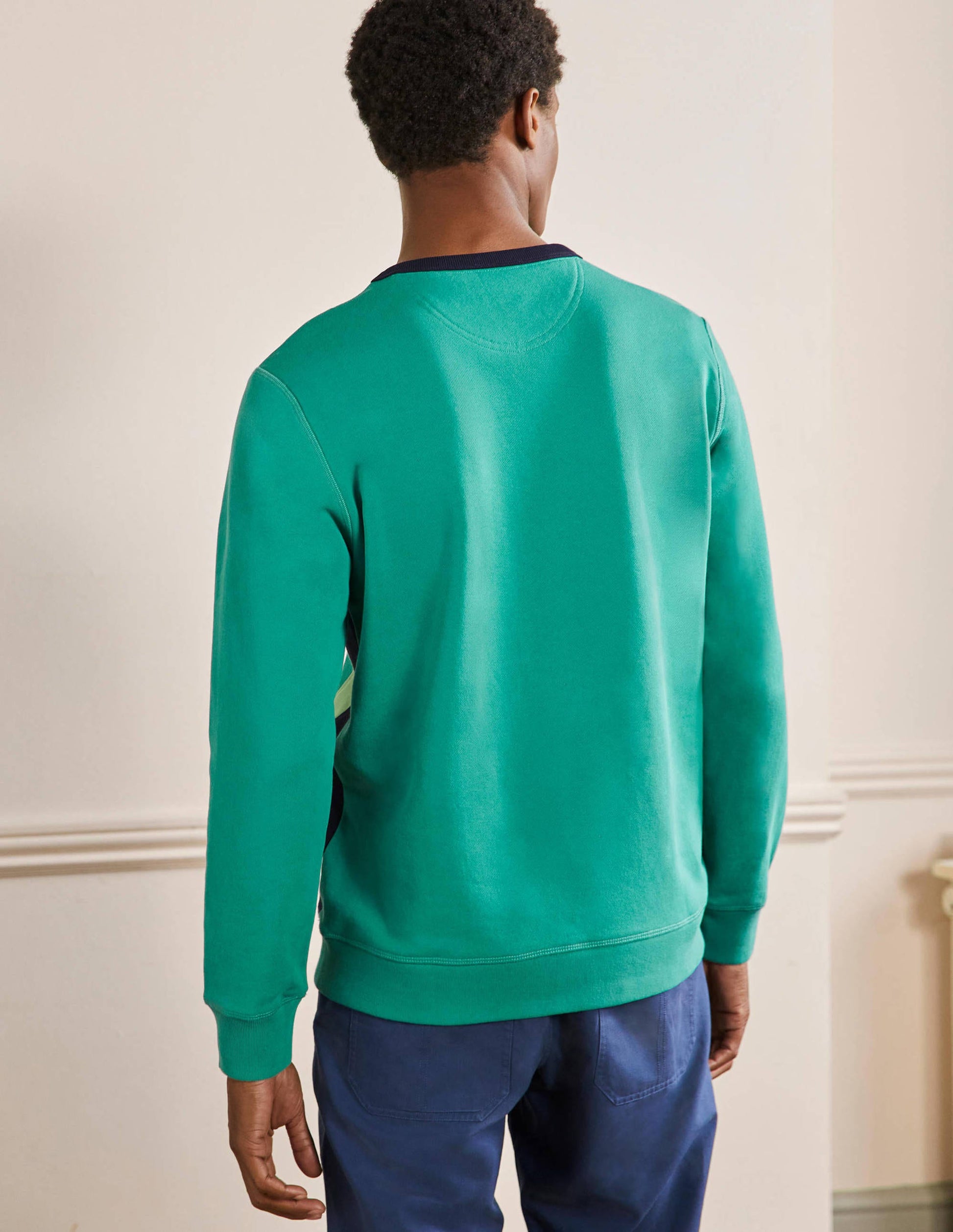 Side Stripe Sweatshirt-Sardinia Green/ Navy Stripe-3