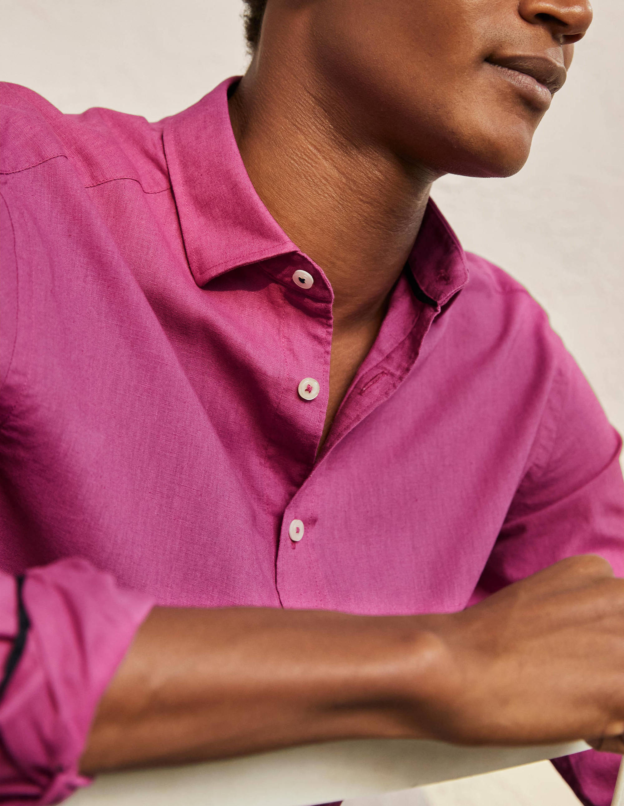 Linen Cotton Shirt-Berry Mauve - Image 2