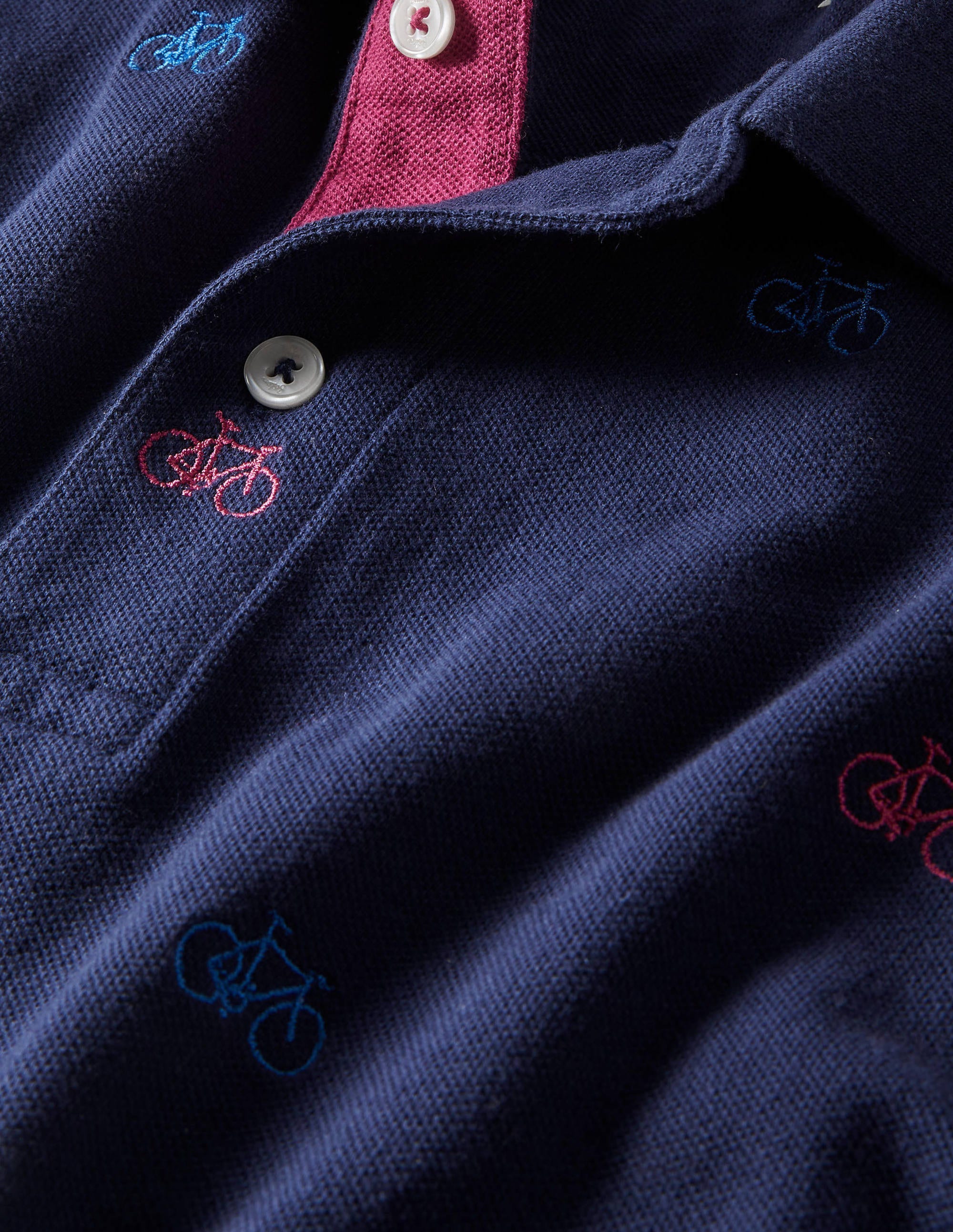 Piqué Polo Shirt-Navy Blue Embroidered Bike - Image 6