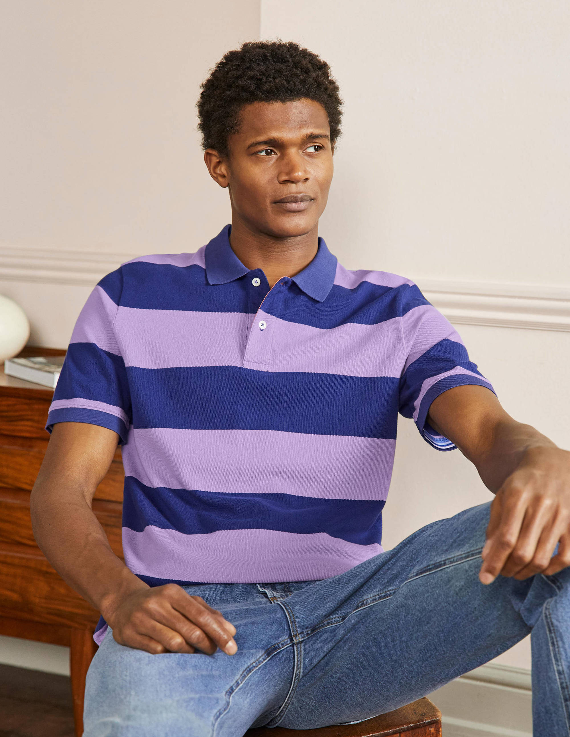 Piqué Polo Shirt-Violet/ Presidential Stripe - Image 1