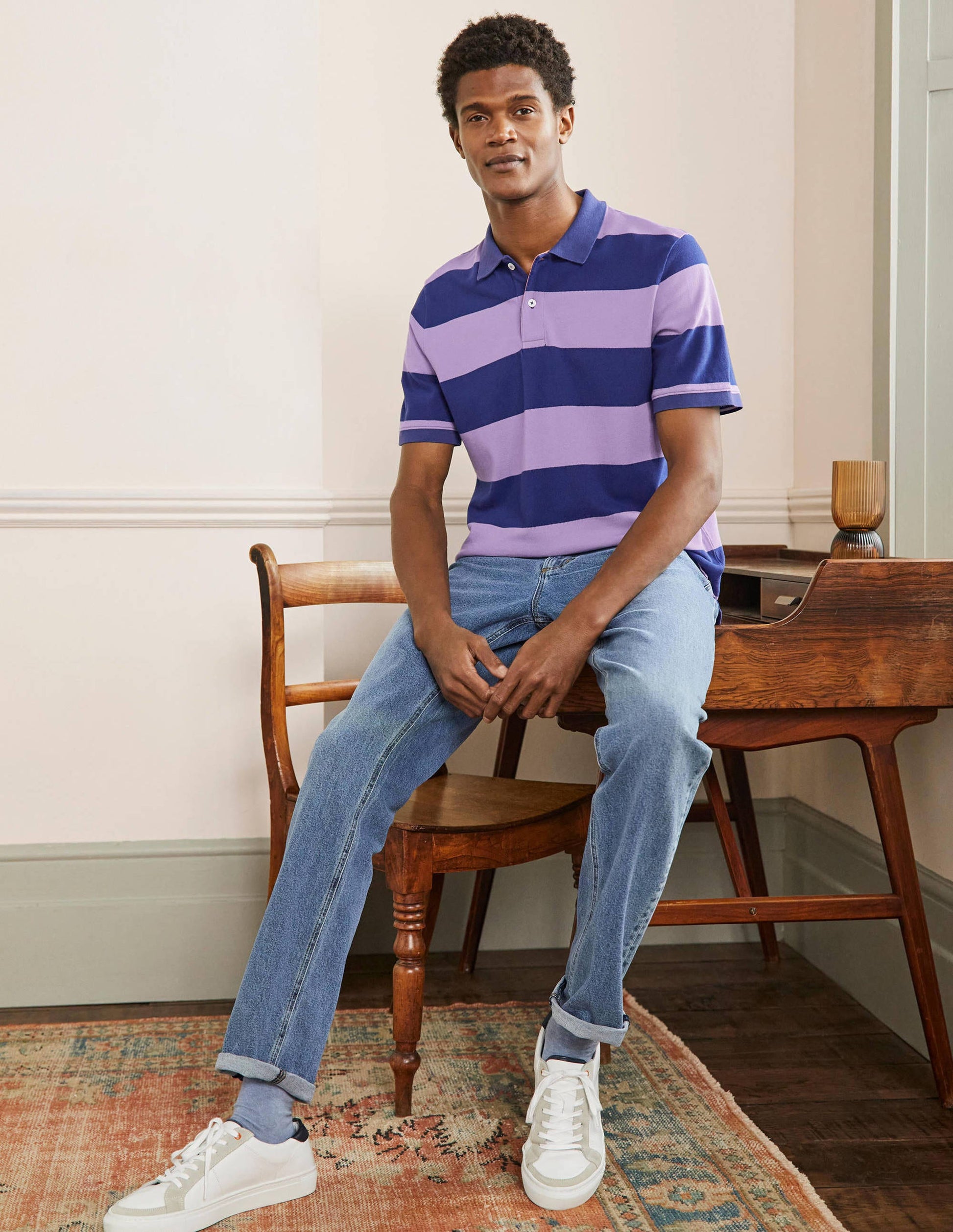 Piqué Polo Shirt-Violet/ Presidential Stripe-4