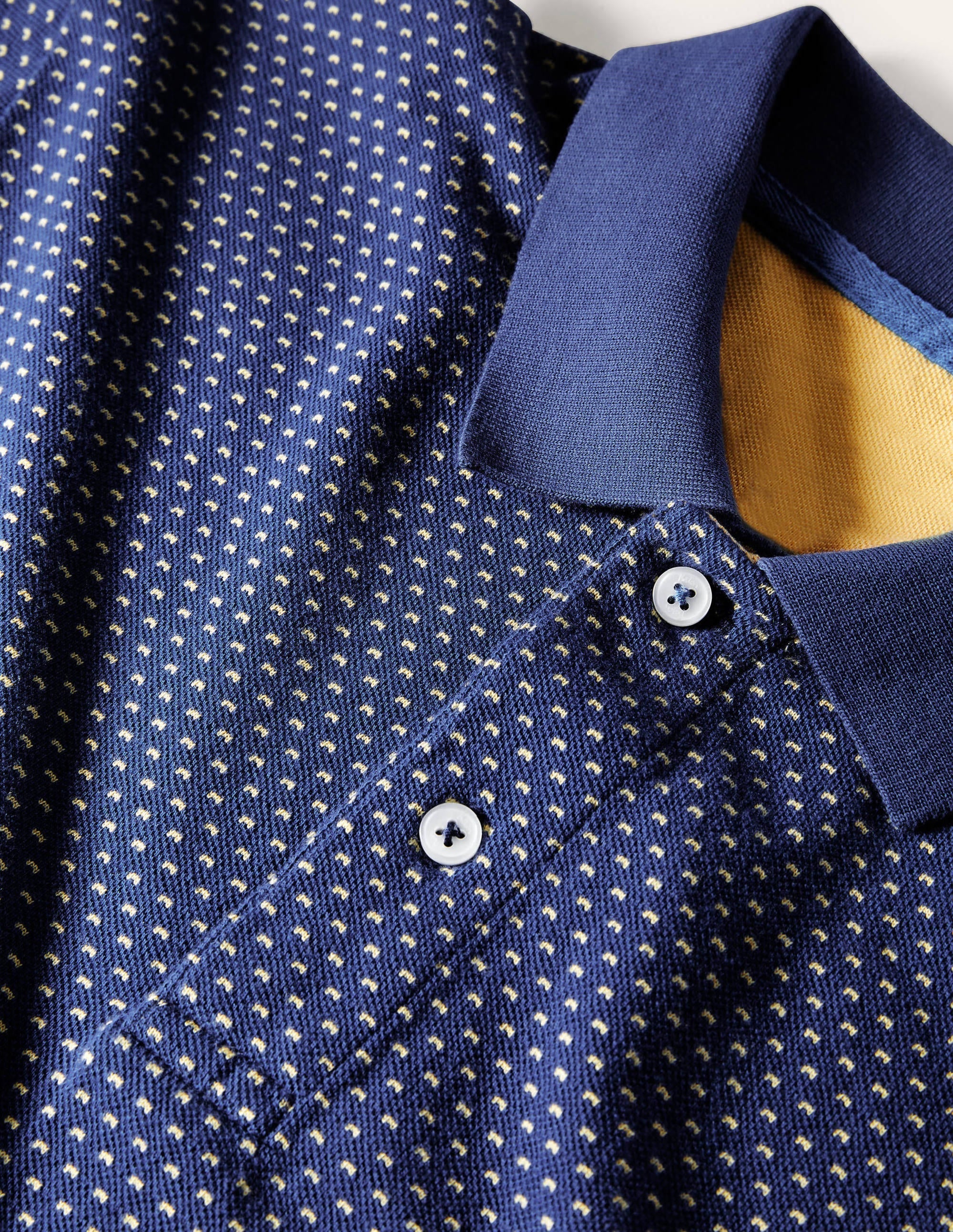 Piqué Polo Shirt-Navy/Cornsilk Spot - Image 5