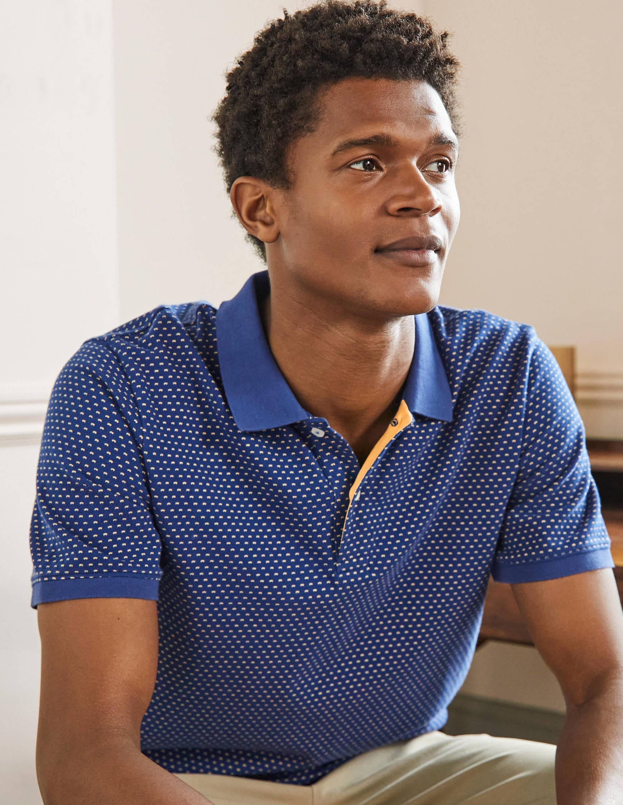Piqué Polo Shirt-Navy/Cornsilk Spot - Image 1