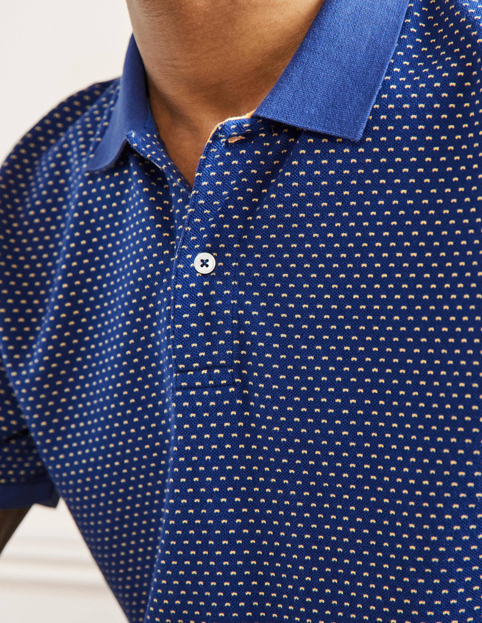 Piqué Polo Shirt-Navy/Cornsilk Spot - Image 2