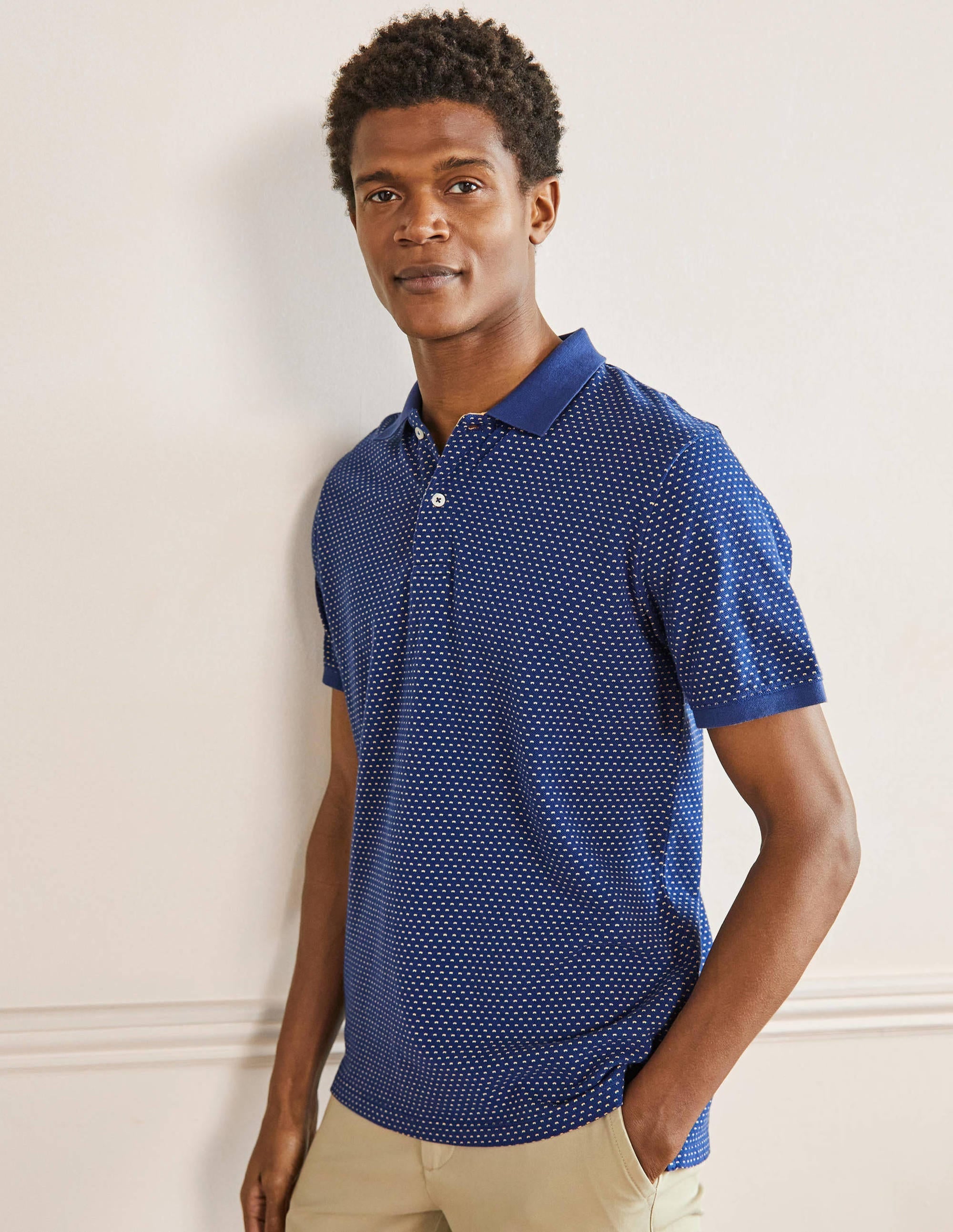 Piqué Polo Shirt-Navy/Cornsilk Spot - Image 4