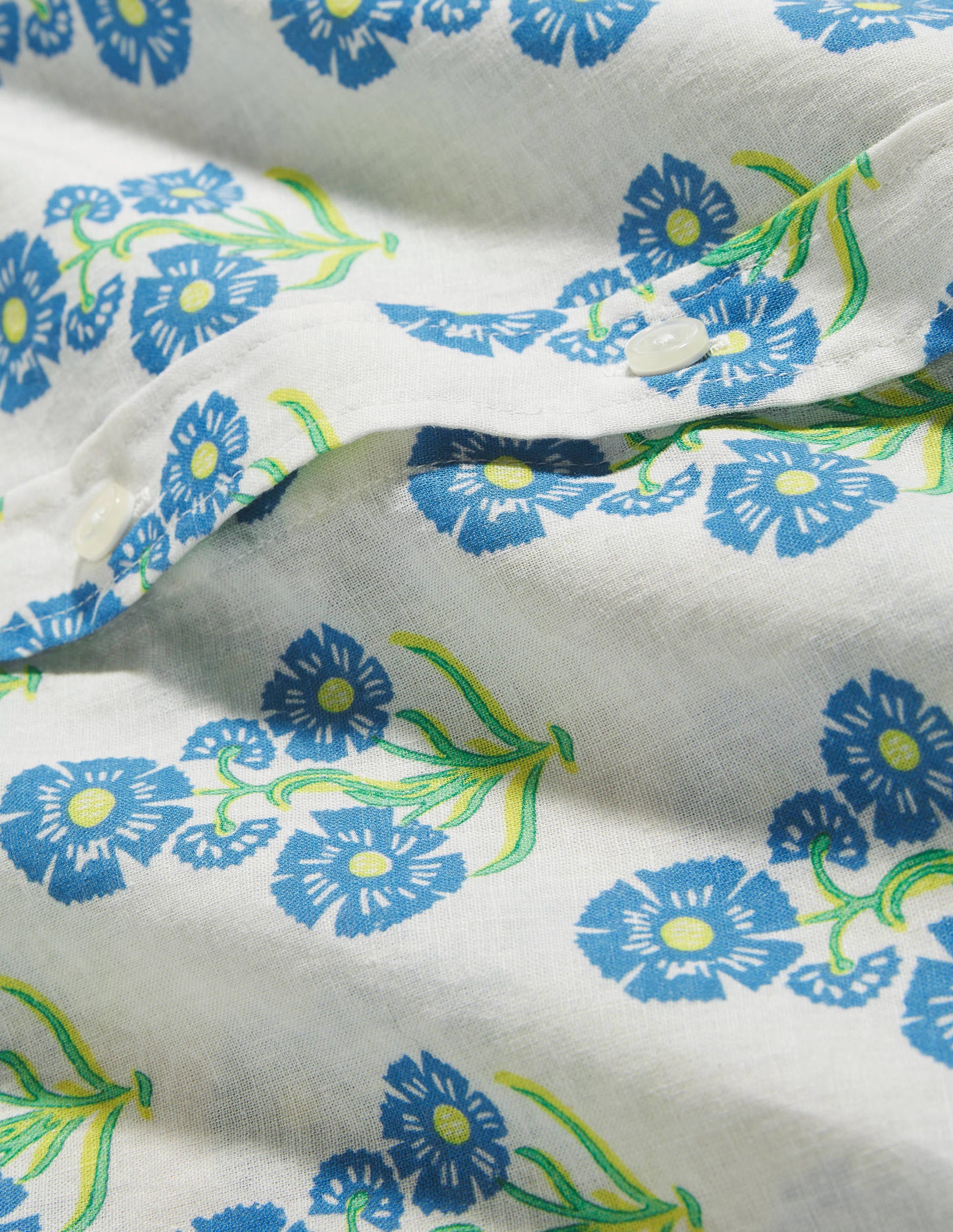 Linen Cotton Shirt-Molly Mahon Flower Woodblock - Image 6