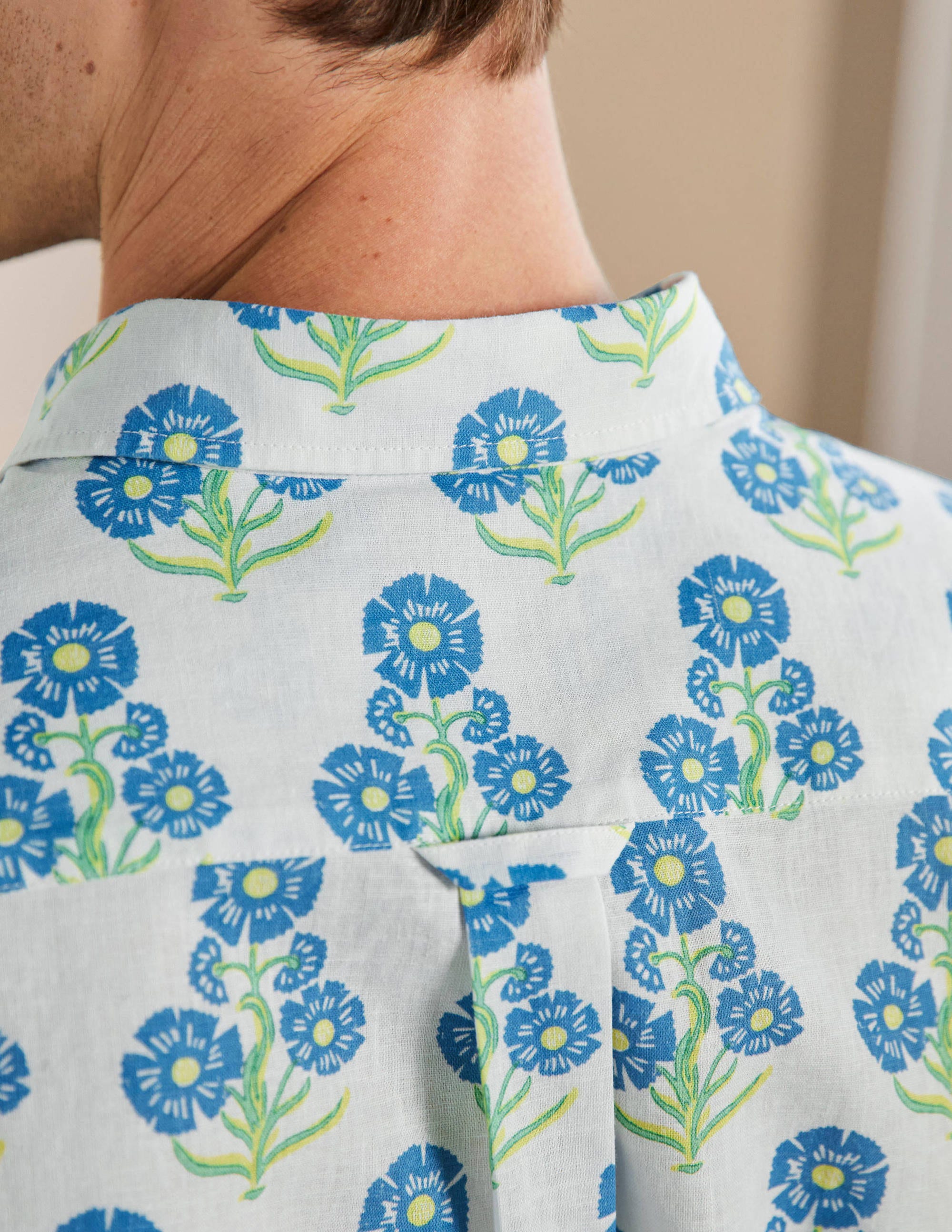 Linen Cotton Shirt-Molly Mahon Flower Woodblock - Image 5