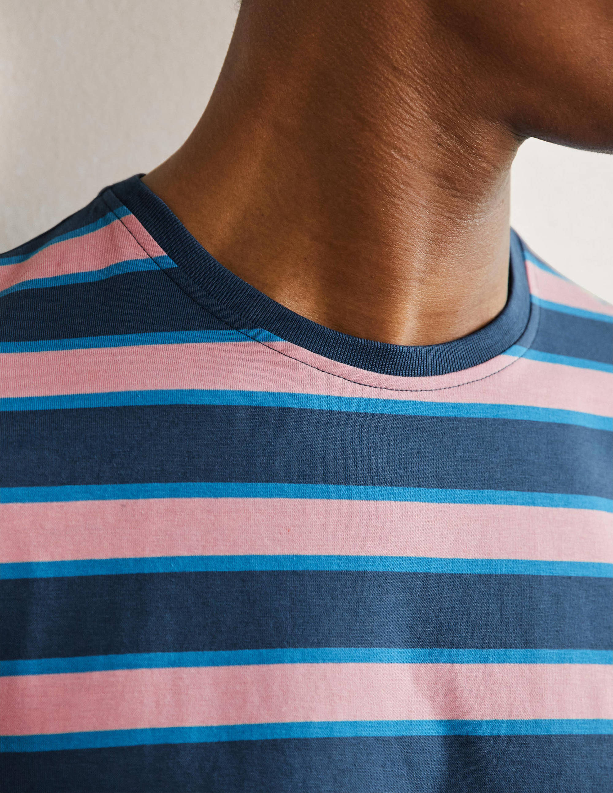 Classic Cotton T-shirt-Boto Pink/Enisgn Blue Stripe - Image 2