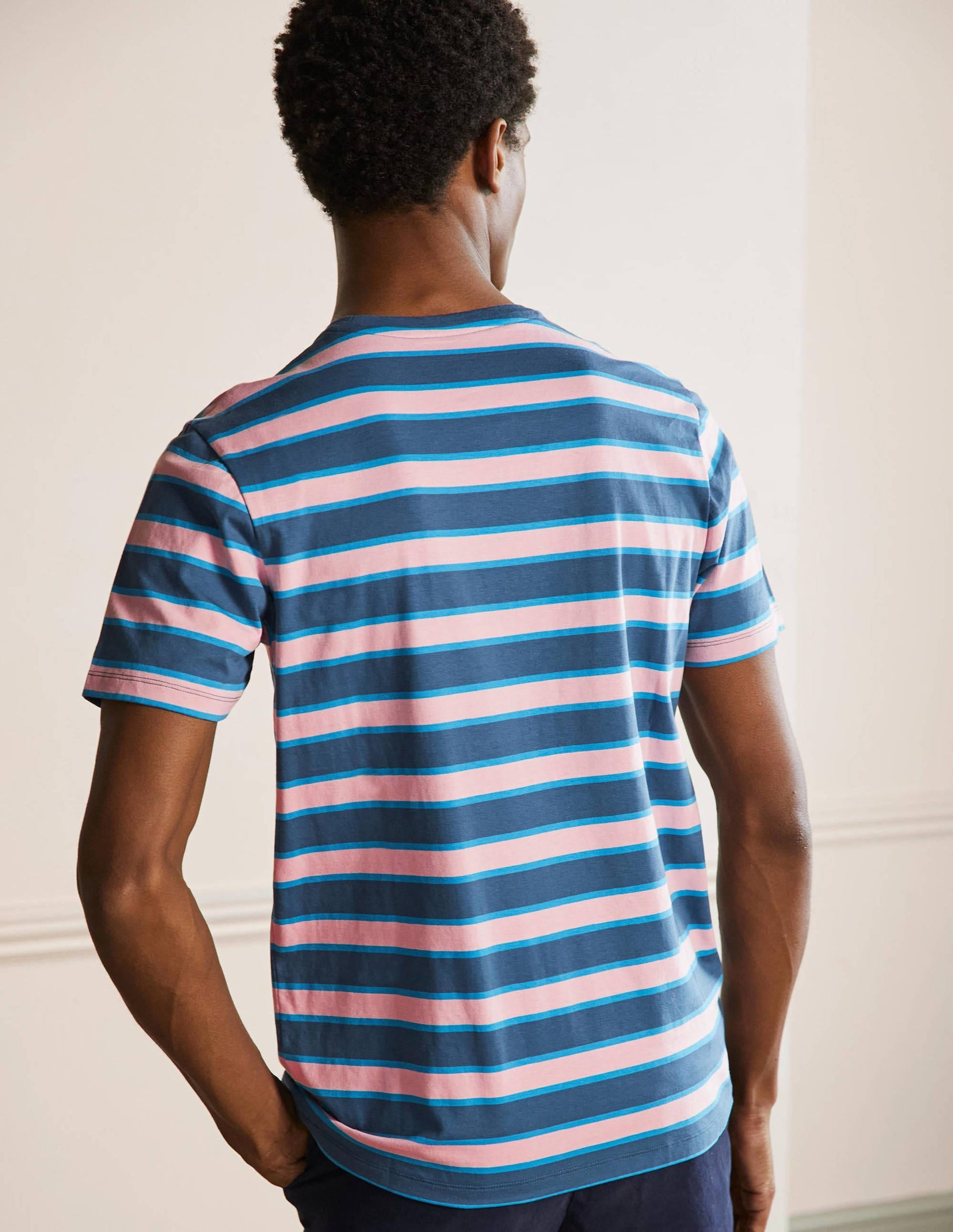 Classic Cotton T-shirt-Boto Pink/Enisgn Blue Stripe-3