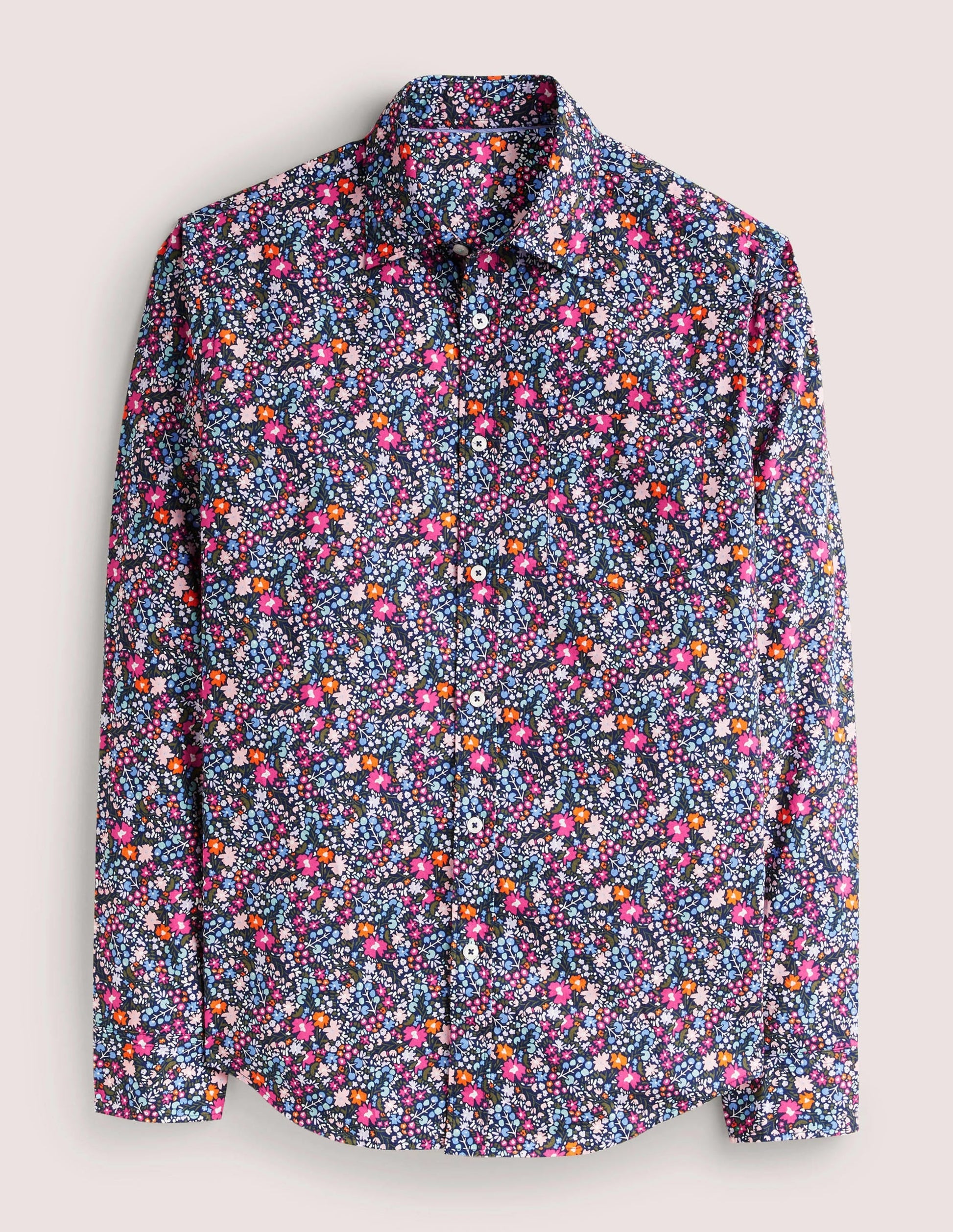 Cutaway Collar Poplin Shirt-Navy Multi Floral-6