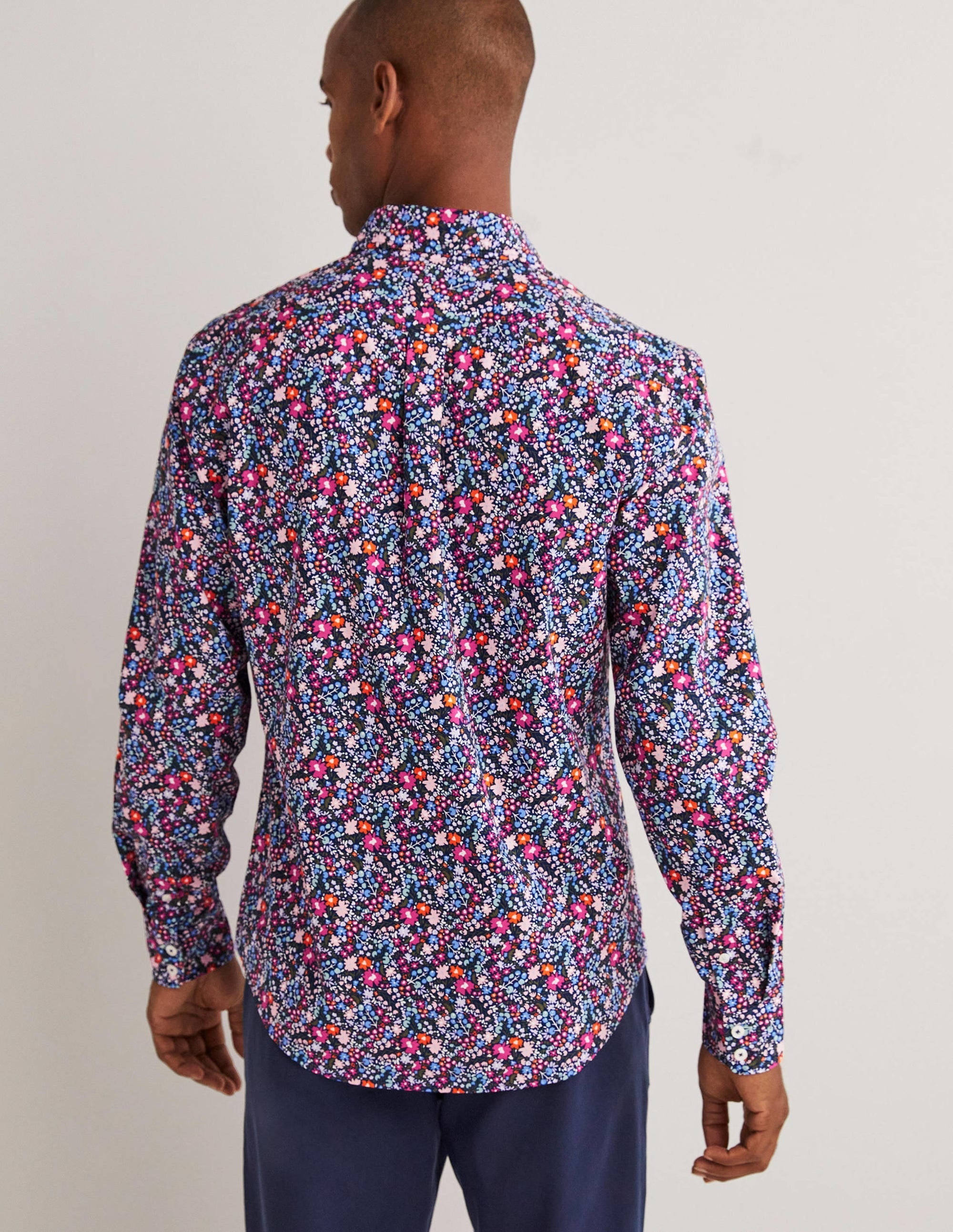 Cutaway Collar Poplin Shirt-Navy Multi Floral - Image 3