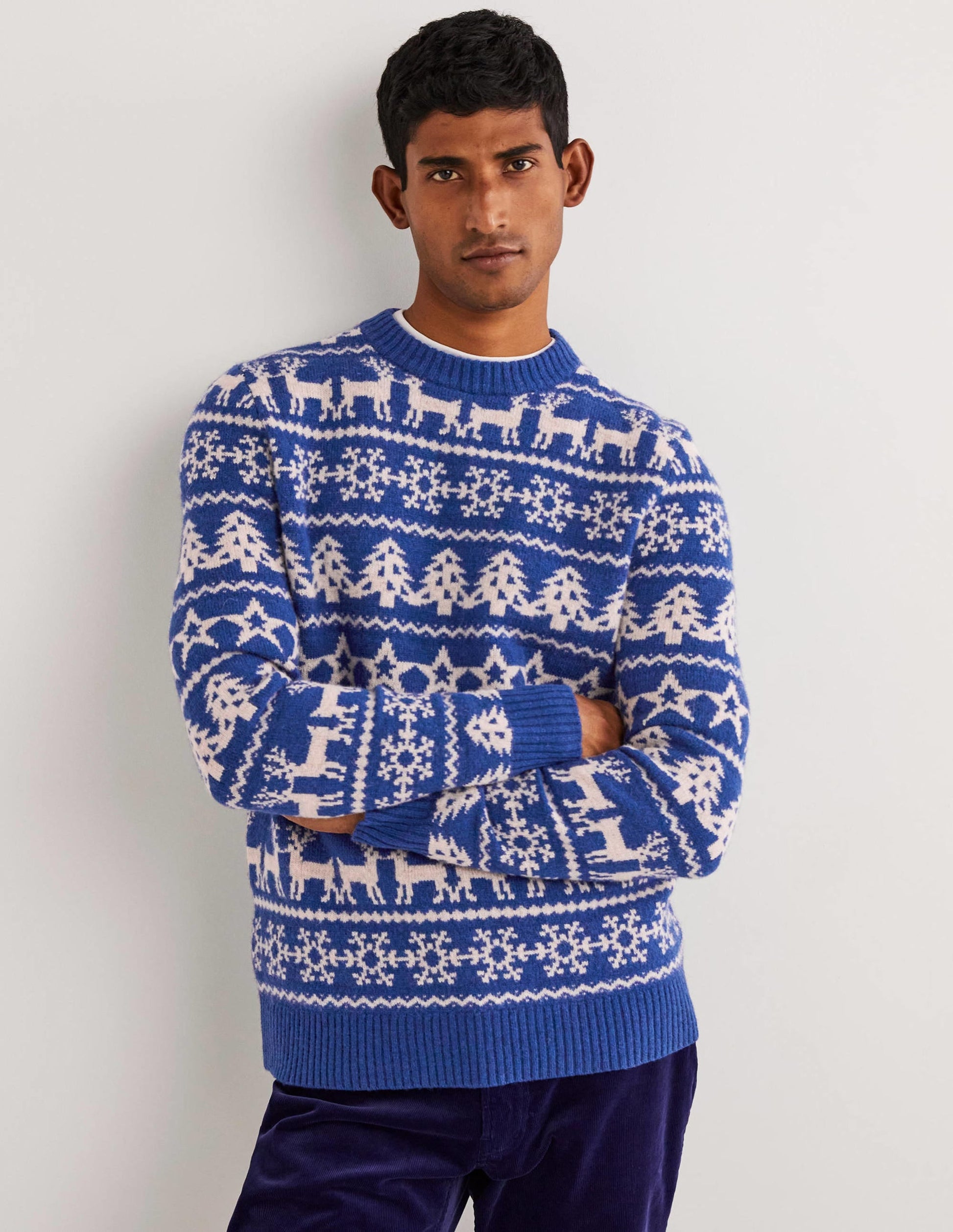 Brushed Lambswool Jumper-Bluing Paperchain Fair Isle-1