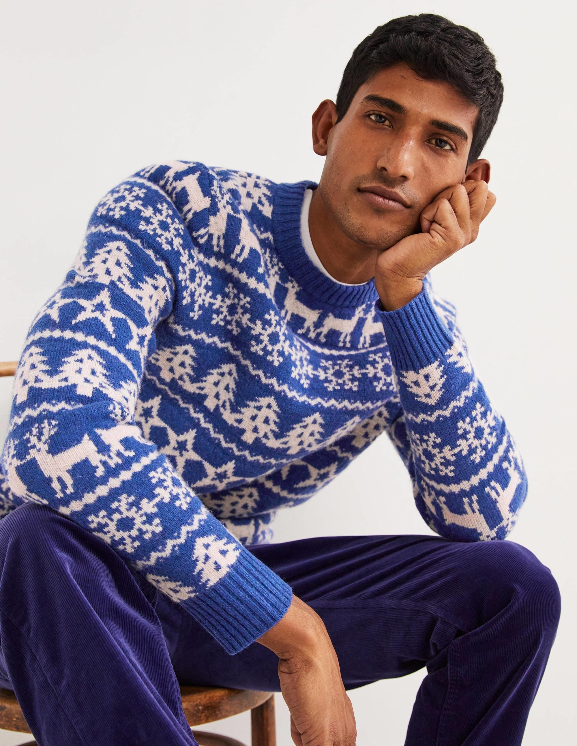 Brushed Lambswool Jumper-Bluing Paperchain Fair Isle - Image 4