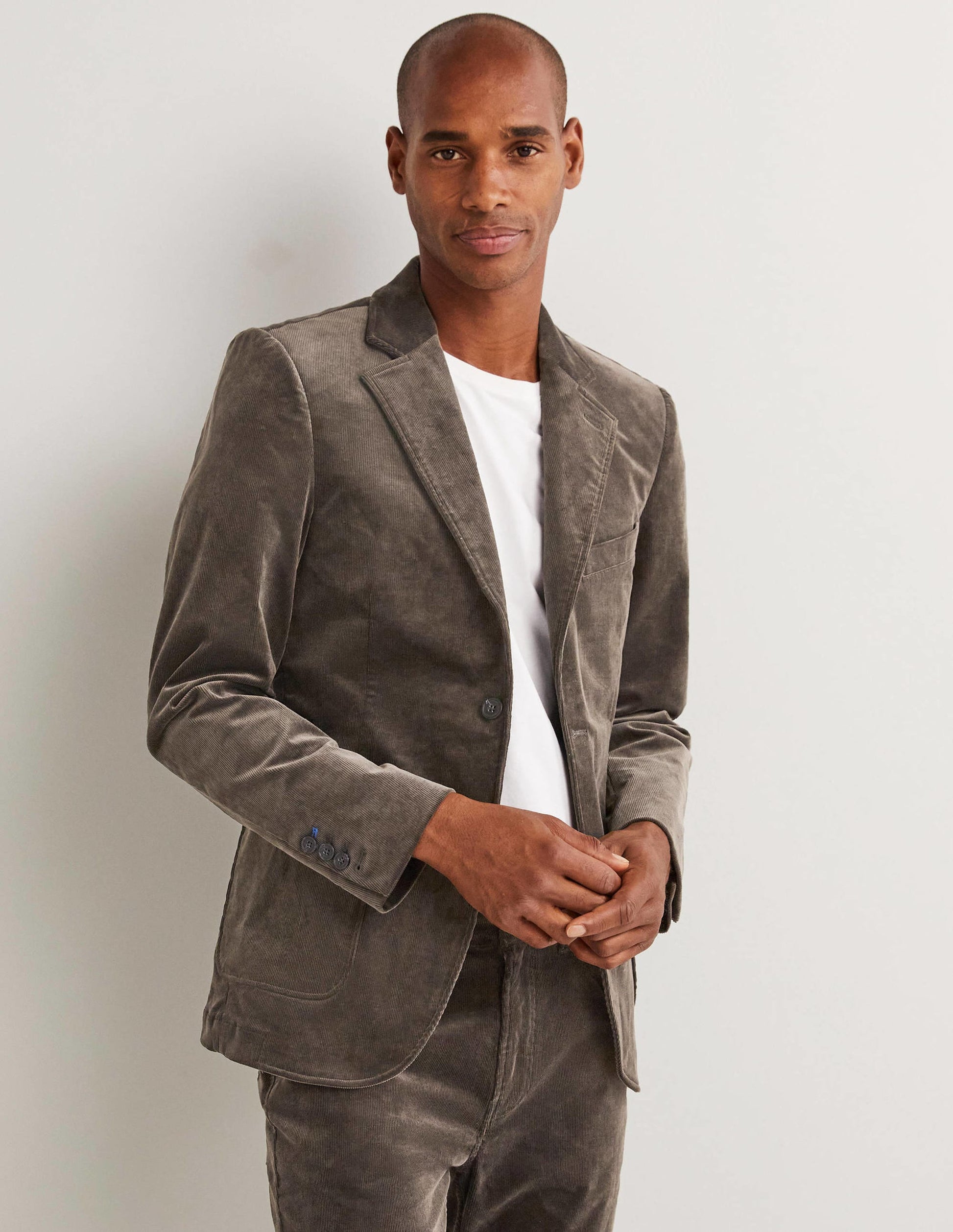 Classic Fit Cord Blazer-Aluminium Grey-1