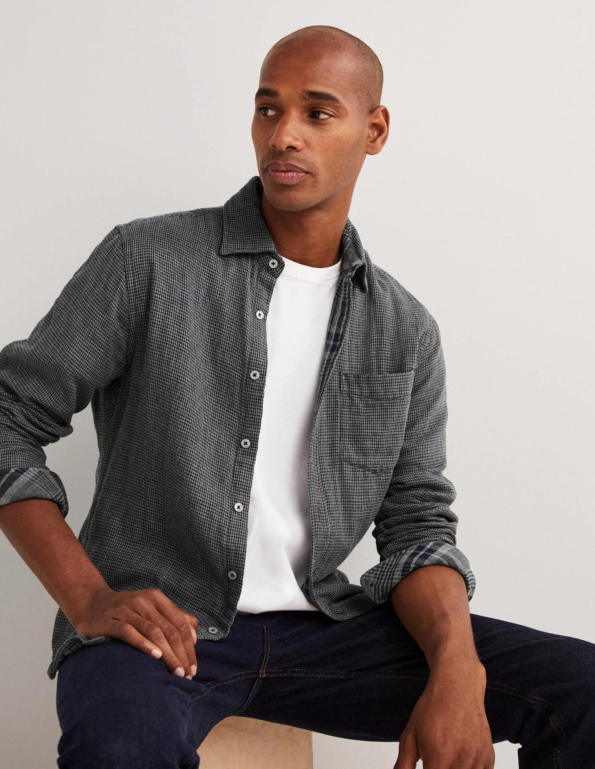 Cutaway Double Cloth Shirt-Charcoal Grey-1