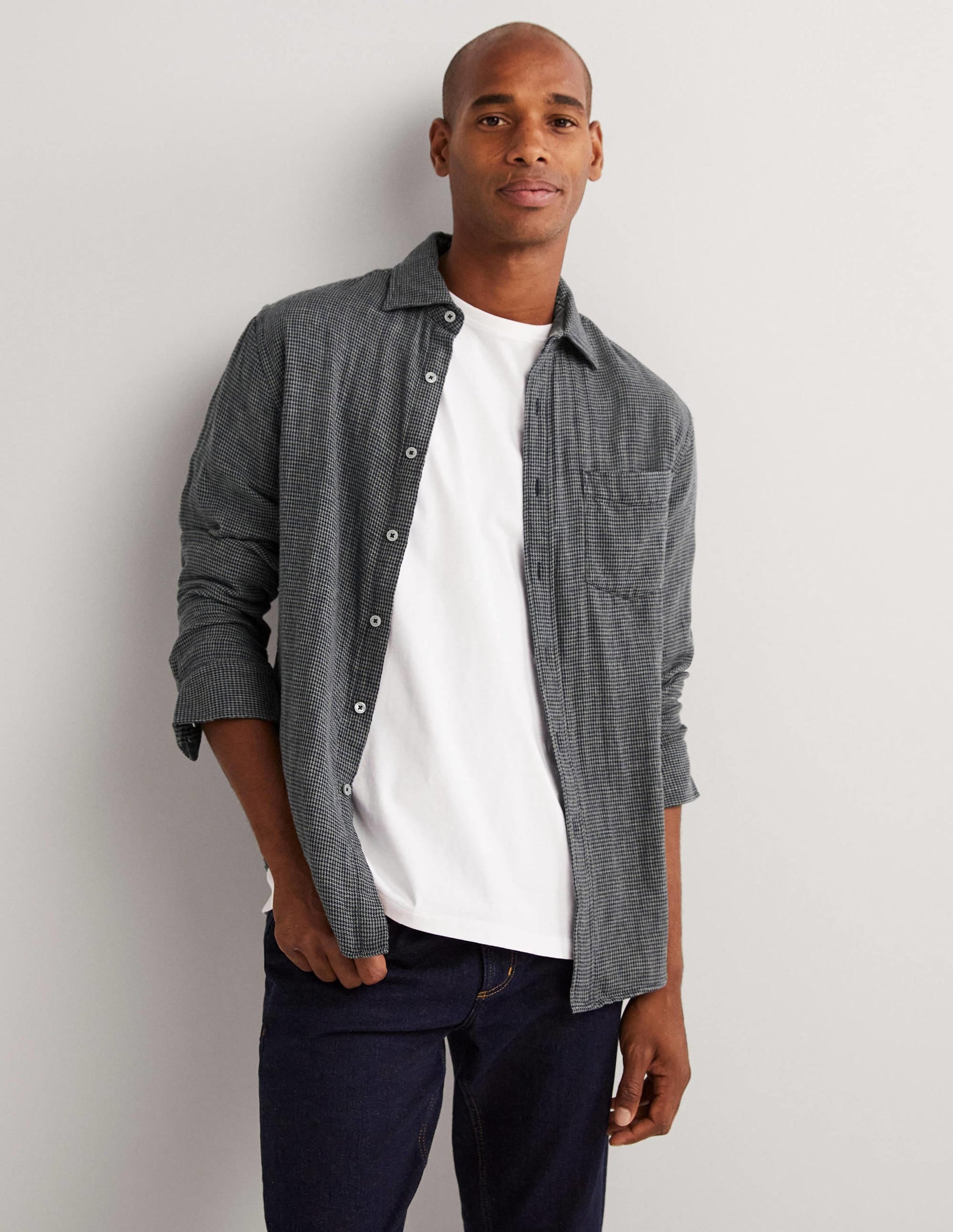 Cutaway Double Cloth Shirt-Charcoal Grey-4
