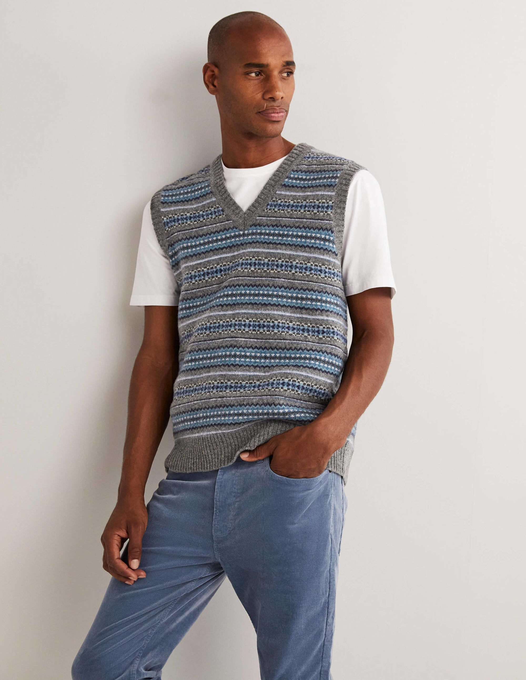 Knitted Tank-Blues Fairsle - Image 1
