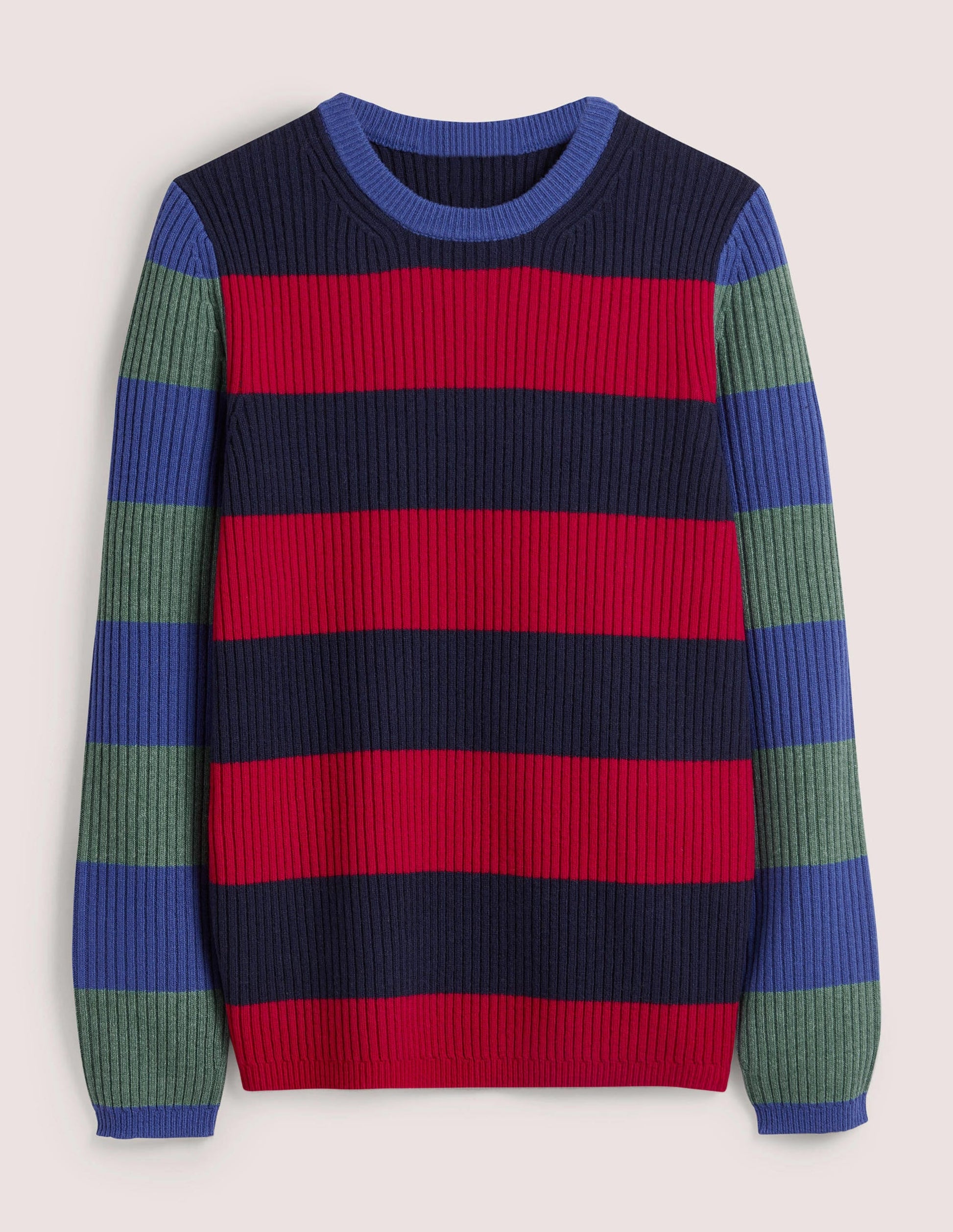 Rib Crew Neck-Stripe Colourblock-5