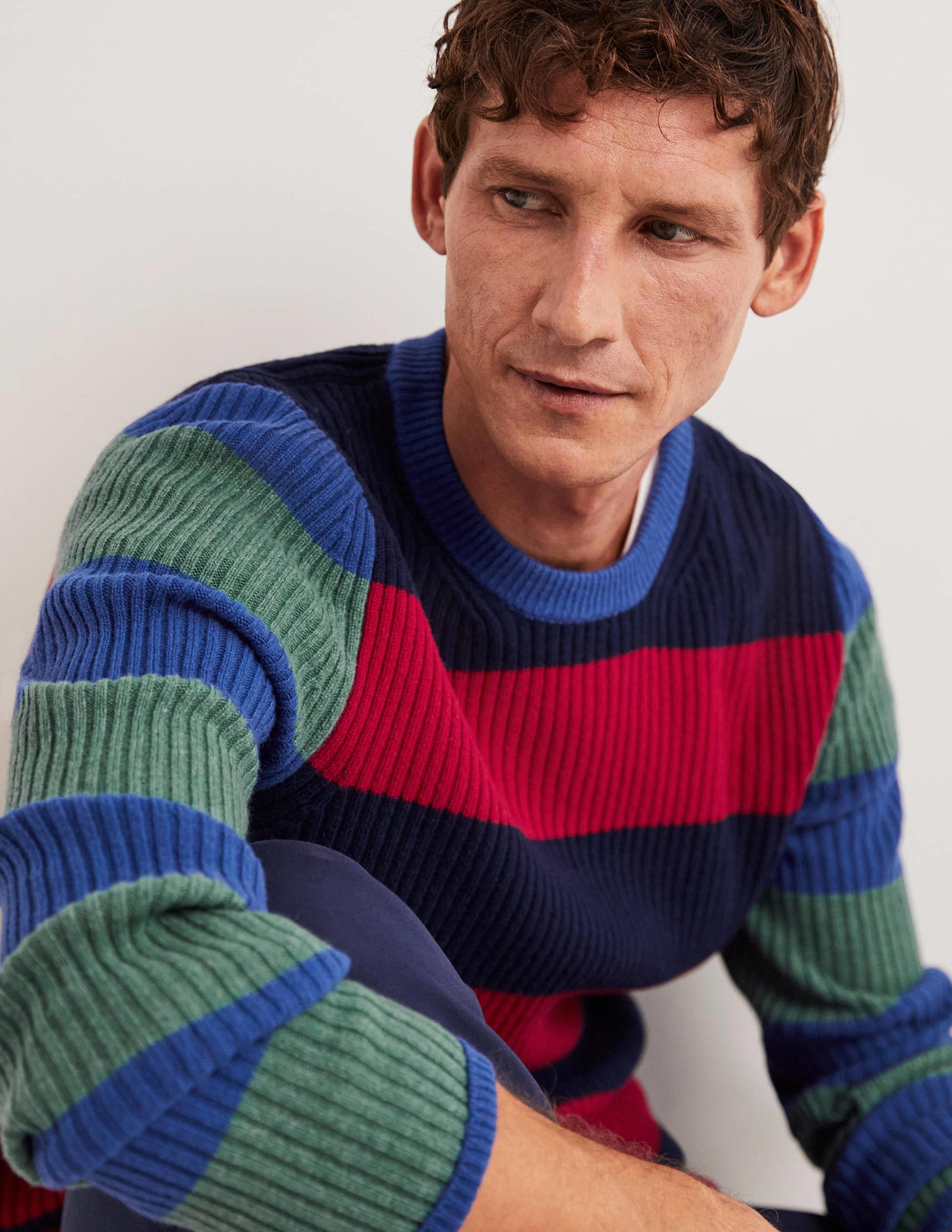 Rib Crew Neck-Stripe Colourblock-2