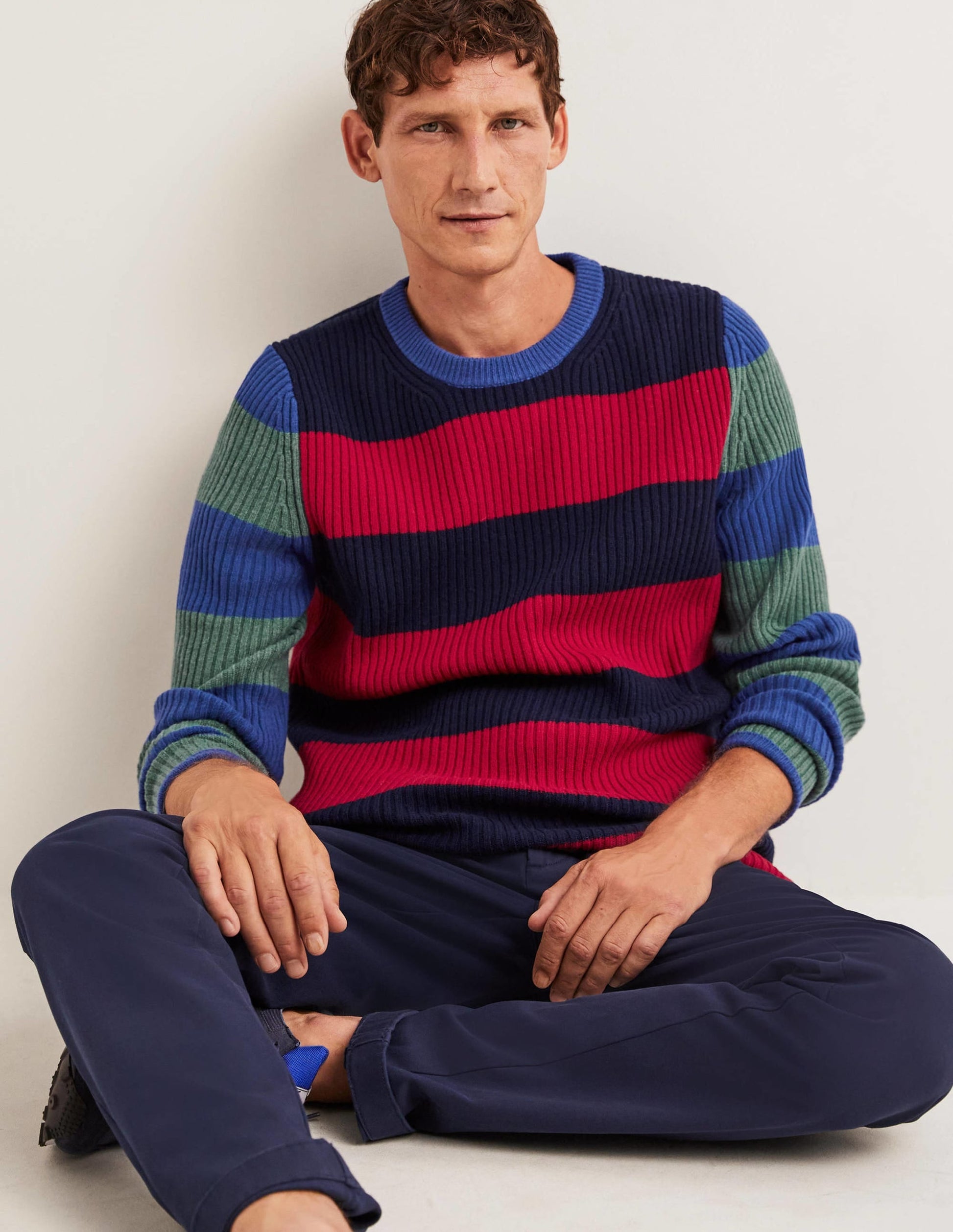 Rib Crew Neck-Stripe Colourblock-4